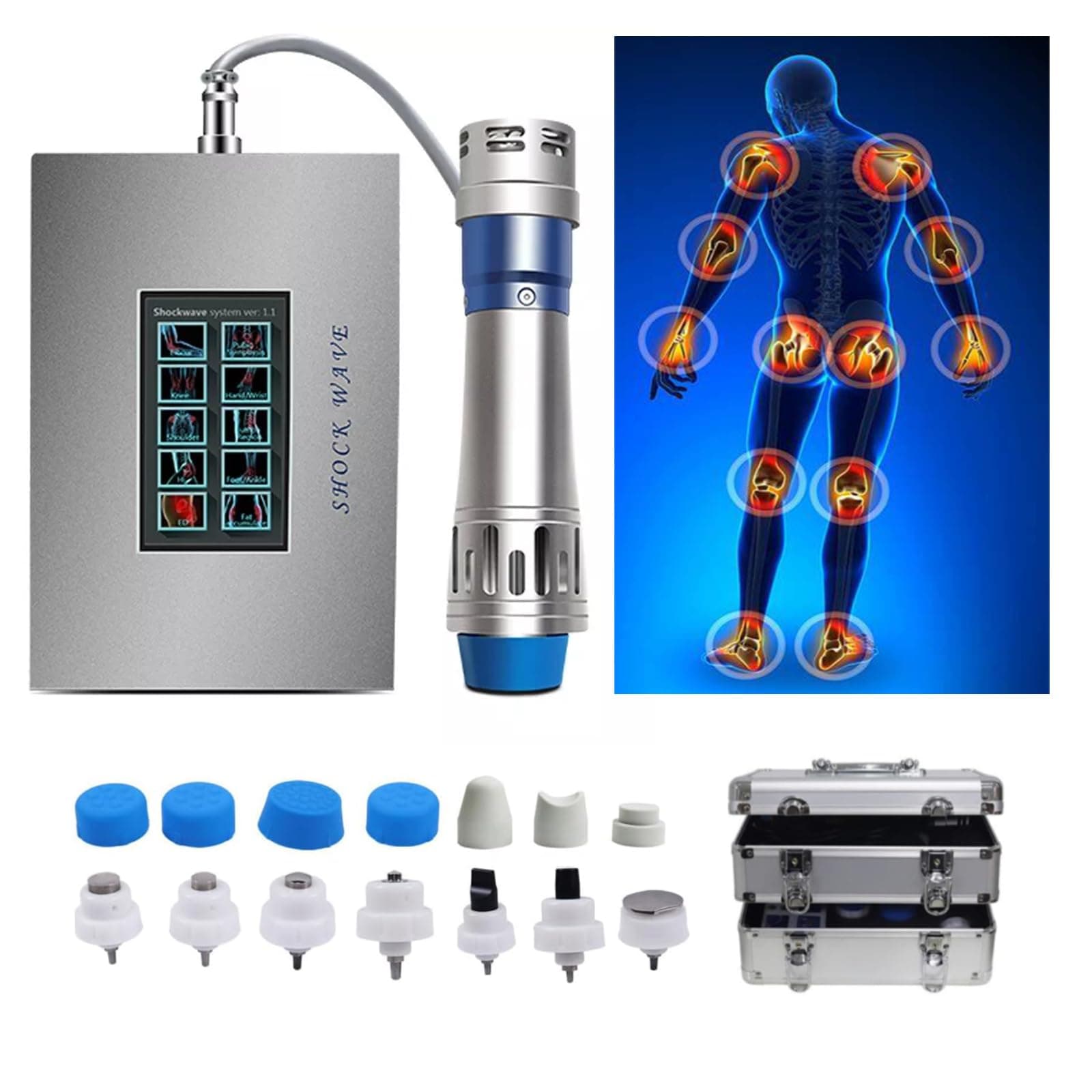 Extracorporeal Shock Wave Therapy Machine, Non-Invasive Pain Relief Focused Shockwave Therapy for Athletes Injuries,Back, Elbows, Portable Shockwave Therapy Device Deep Tissue Massage Massager