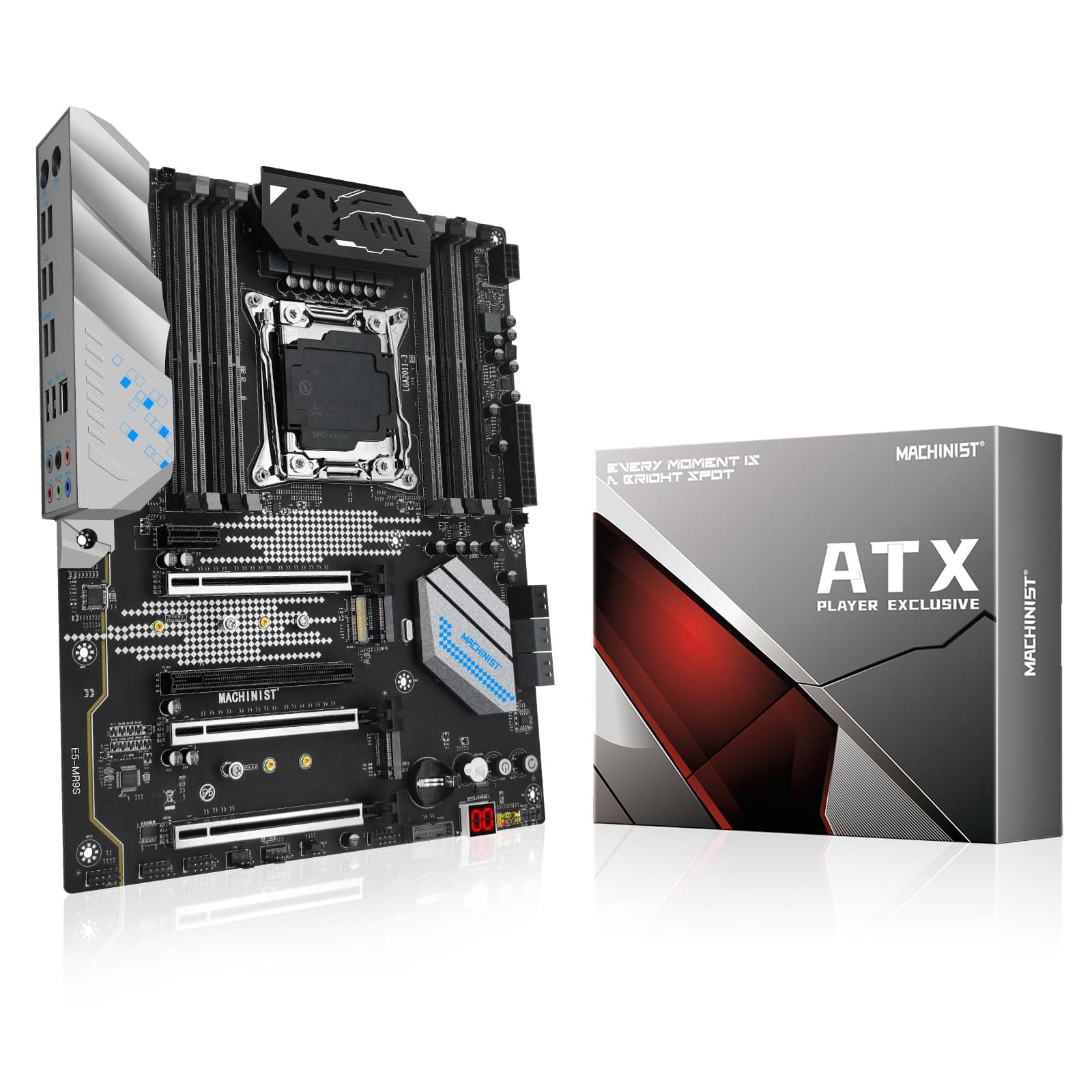 MACHINIST LGA 2011-3 Motherboard, Intel X99 (Intel 5th/6th Gen) Server Motherboard (ATX, PCIe 3.0, DDR4, NVME/SATA M.2, One-Key Boot/Restart, SATA 6Gb/s) for Xeon E5 V3/V4, Core i7 Series MR9S (Grey)