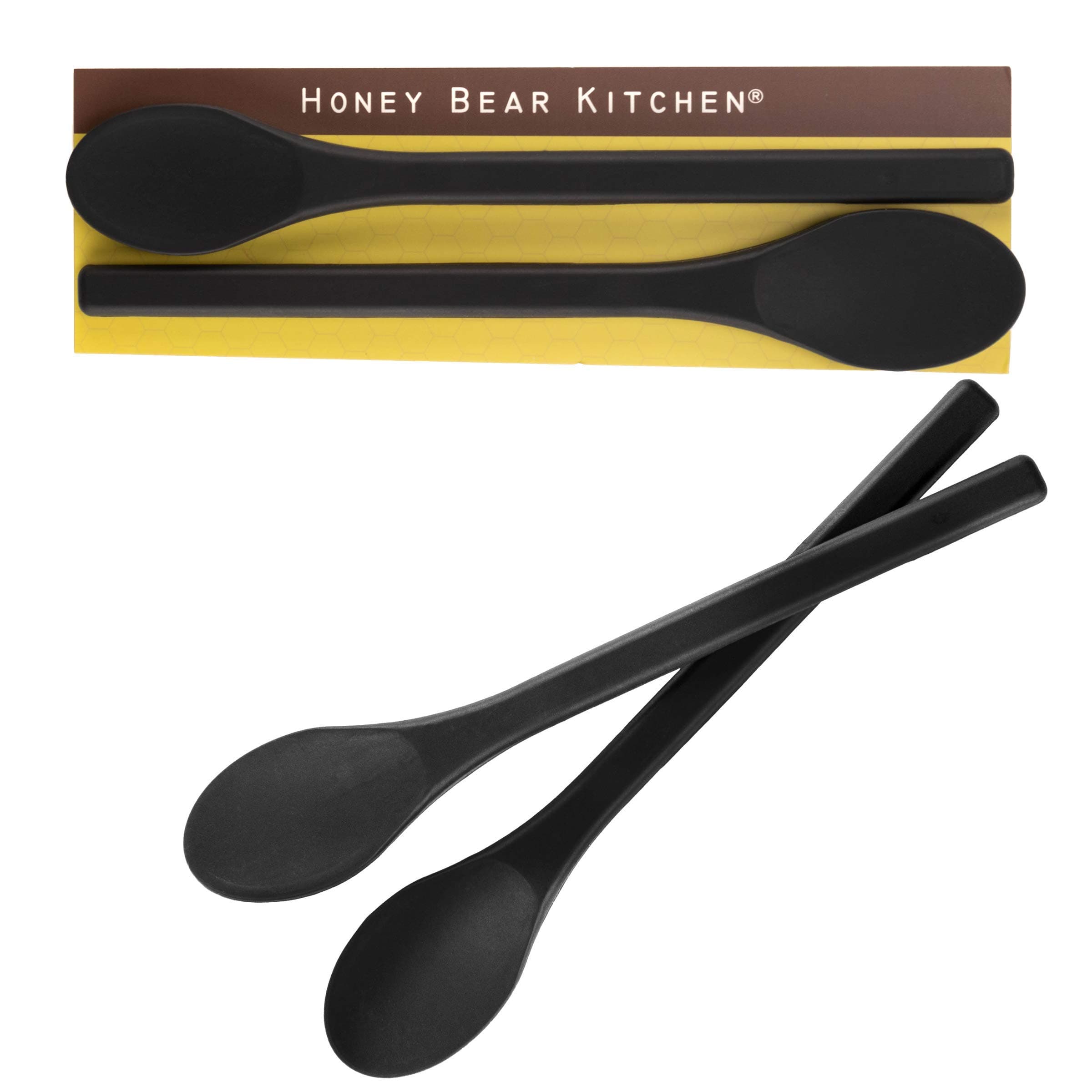 Silicone Stirring Spoon (Set of 2, Black Bear Black) for Coffee & Tea