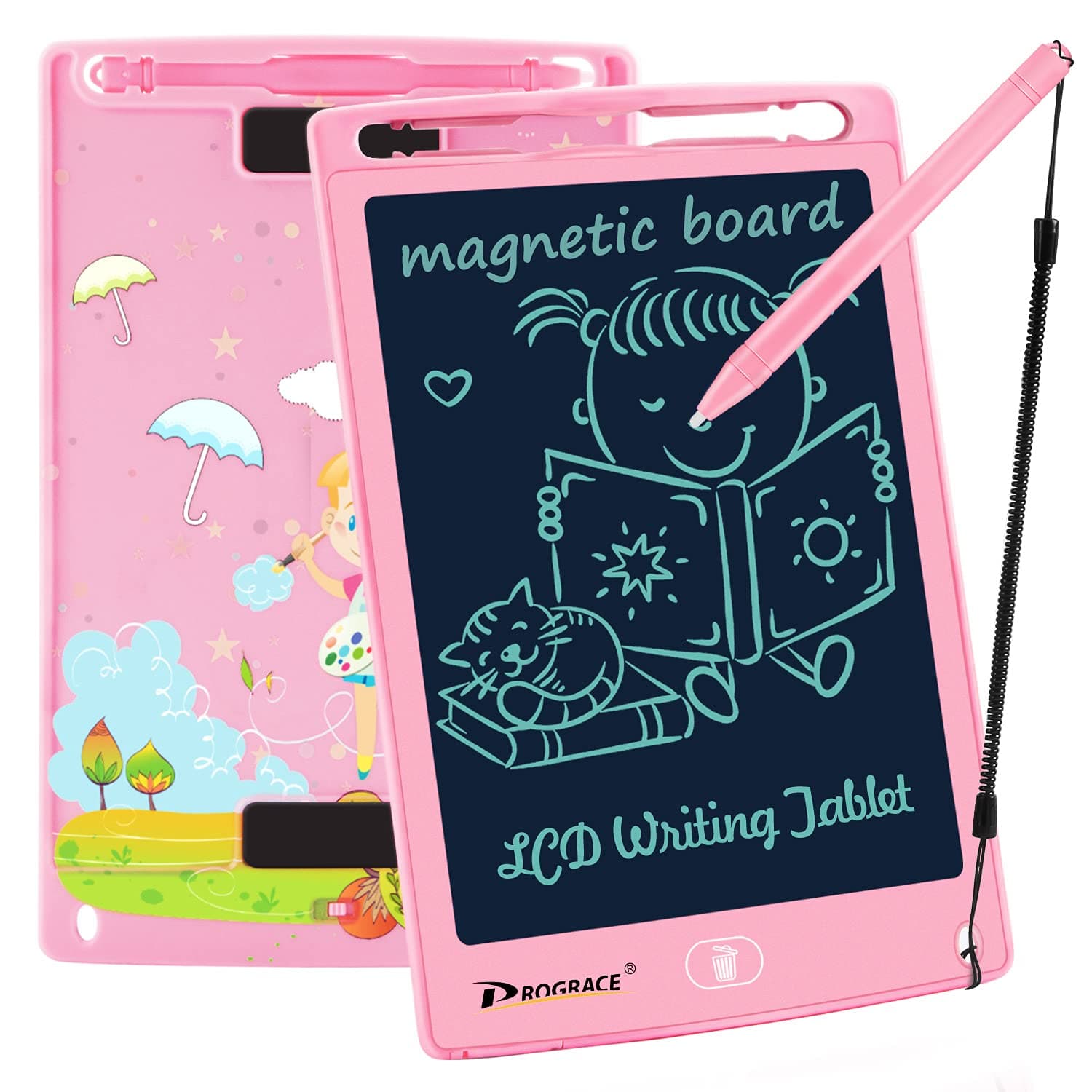 PROGRACE LCD Writing Tablet for Kids Learning Writing Board Magnetic Erase LCD Writing Pad Smart Doodle Drawing Board for Home School Office Portable Electronic Digital Handwriting Pad 8.5"