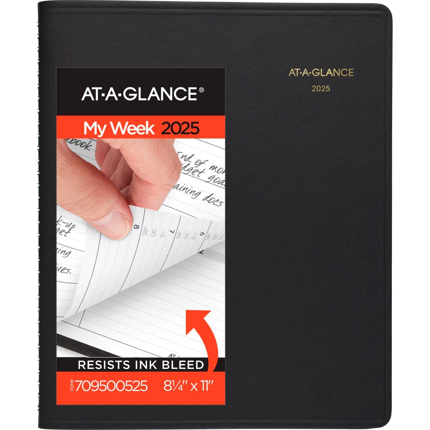AT-A-GLANCE 2025 Appointment Book Planner, Weekly (Jan 2025-Jan 2026), 8-1/4" x 11", Large, Black (709500525)