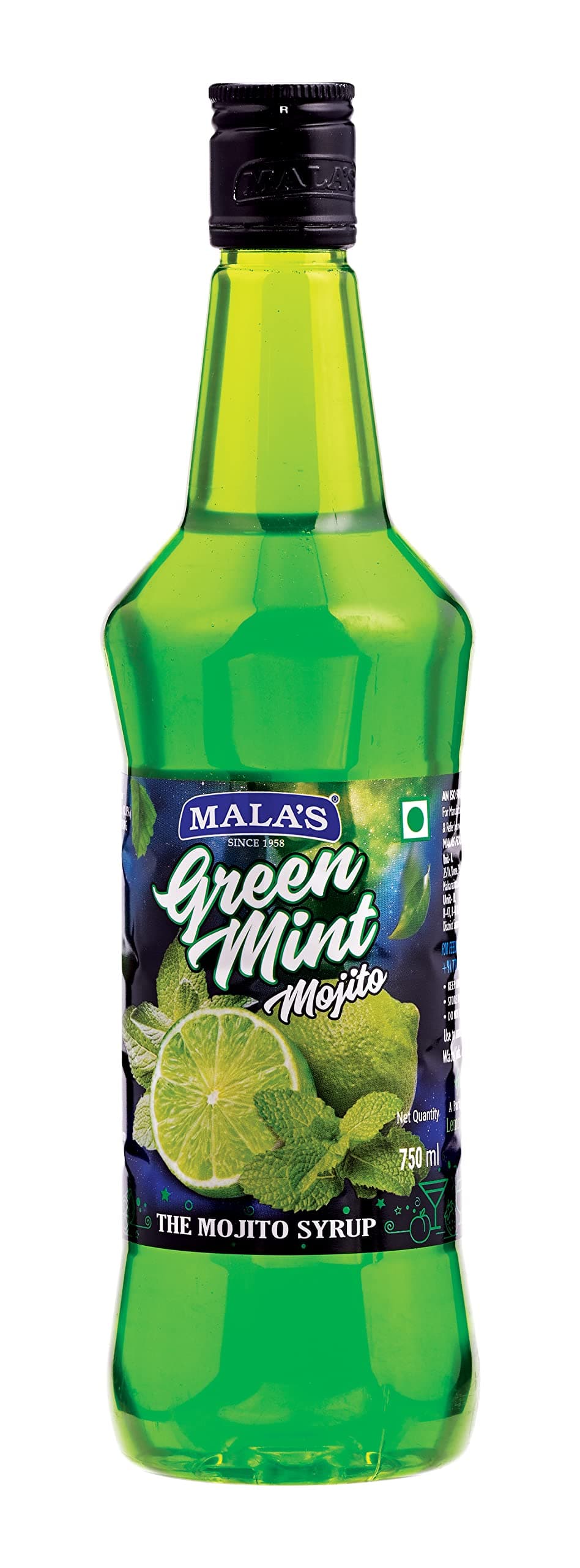 Fruit Mocktail Syrup Green Mint Lime and Mint Mojito Syrup | Mixer for Mocktails, Cocktails, Drinks, Juices, Beverages | Non Alcoholic Mix 750ML Bottle