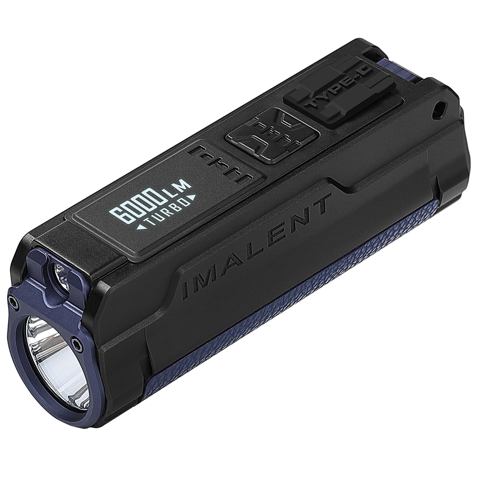 Imalent BL70 EDC Minimalist Flashlight, 6000 Lumen Tactical Flashlight, White and Red Light, with 1 CREE XHP70.2 LED, OLED Display, Fast Type-C Charging, IP68 Resistant for Camping Hiking Emergency