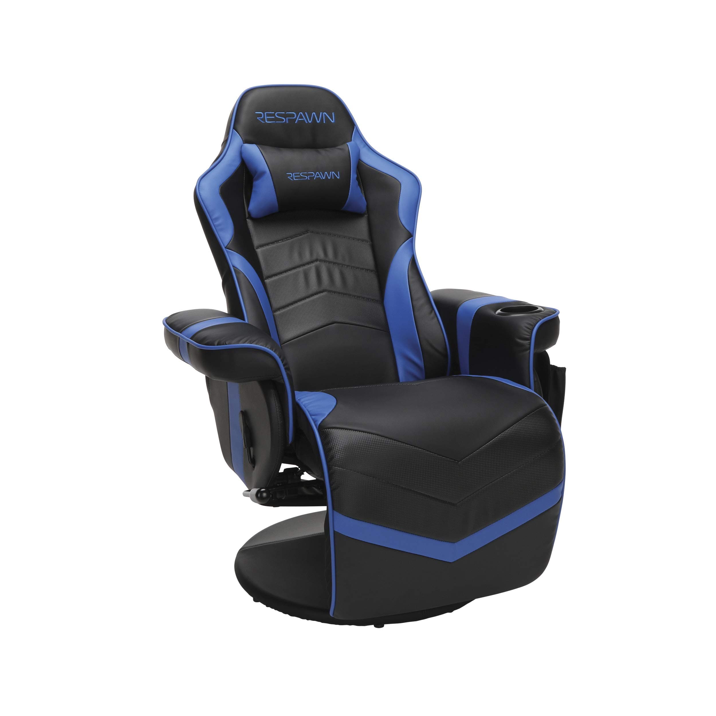 900 Console Gaming Recliner with Footrest and Lumbar Support - Comfortable Ergonomic Gaming Chair with Headrest, No Wheels, Reclining, Heavy Duty, Racing Style Video Game Chairs - Blue
