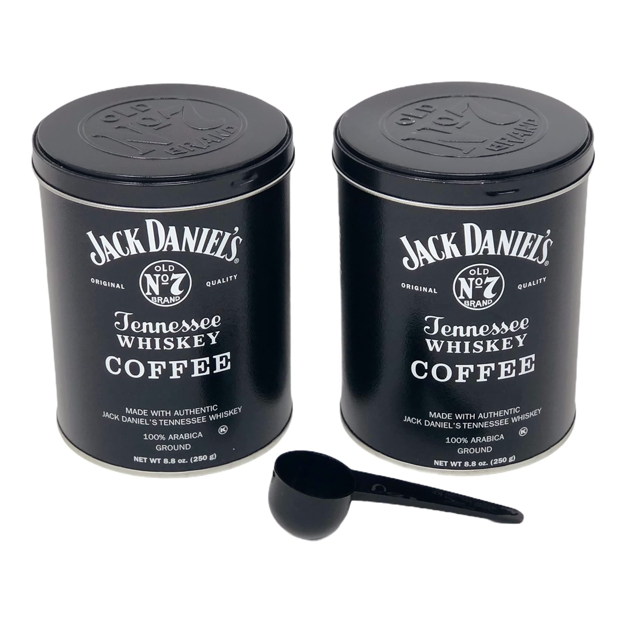 Jack Daniels Coffee (Pack of 2) 8.8oz each bundled with a complimentary measuring spoon 100% Arabica Medium Roast Ground Gourmet Coffee Kosher