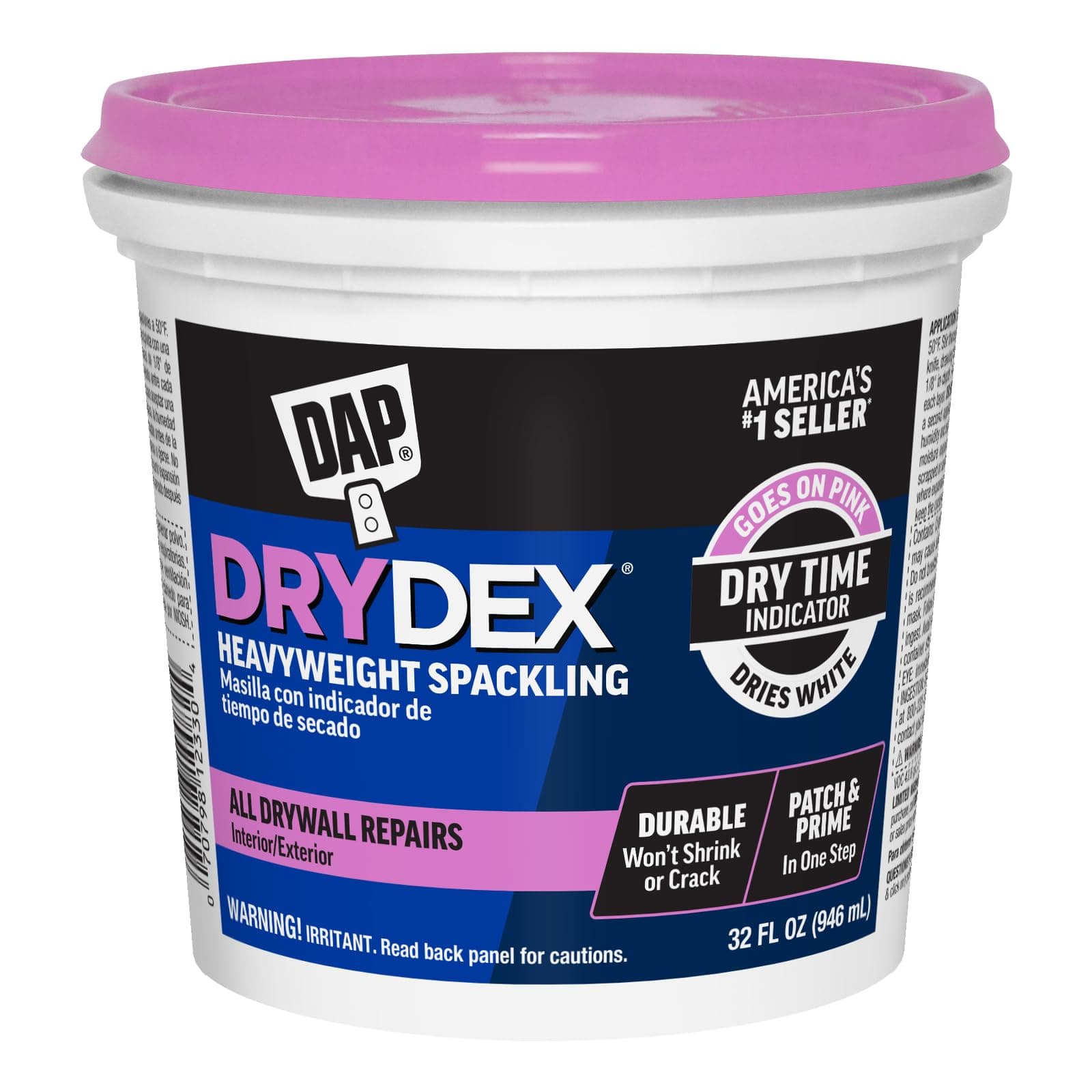 DAP 12330 Dry Time Indicator Spackling,1-Quart Tub (White)