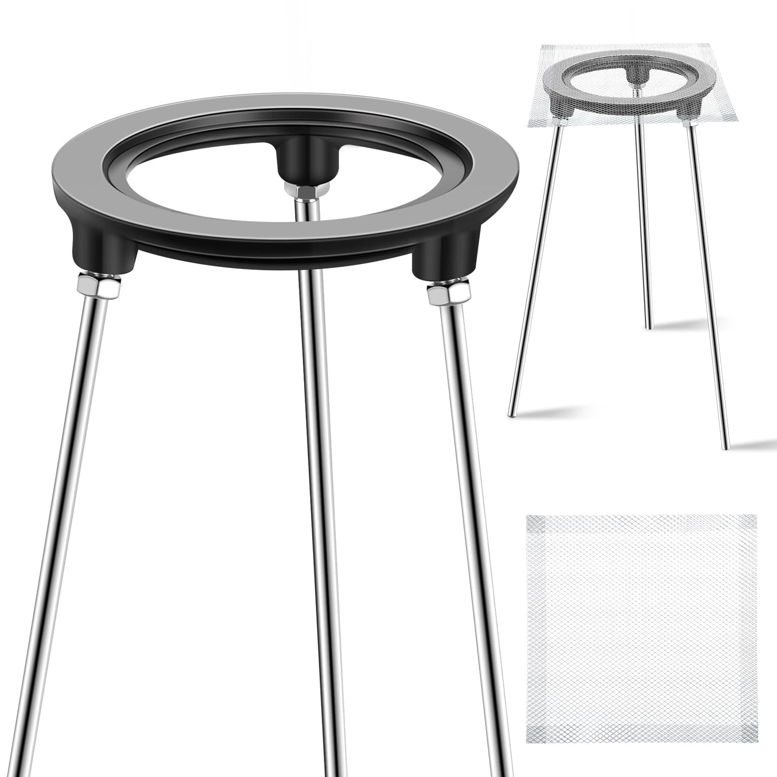 Hicarer 12 Inch Tripod with 4 Pcs Mesh Screen Lab Bunsen Burner Tripod Stand Cast Iron Removable Legs Experimental Teaching Equipment for Heating and Soldering Laboratory Chemistry Education