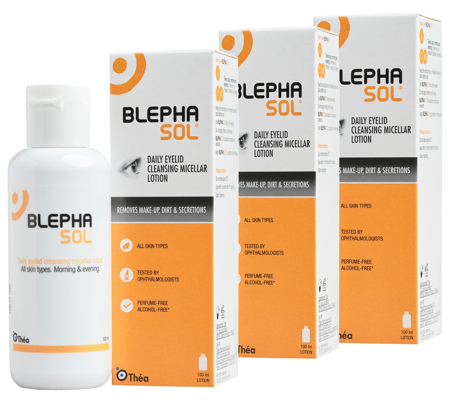 3 x Blephasol Micellar Eyelid Cleansing Lotion | Effective and Gentle Cleansing for Make-Up Removal, Inflamed and Sensitive Eyelids | Soap & Alcohol-Free | Pack of 3 x 100ml