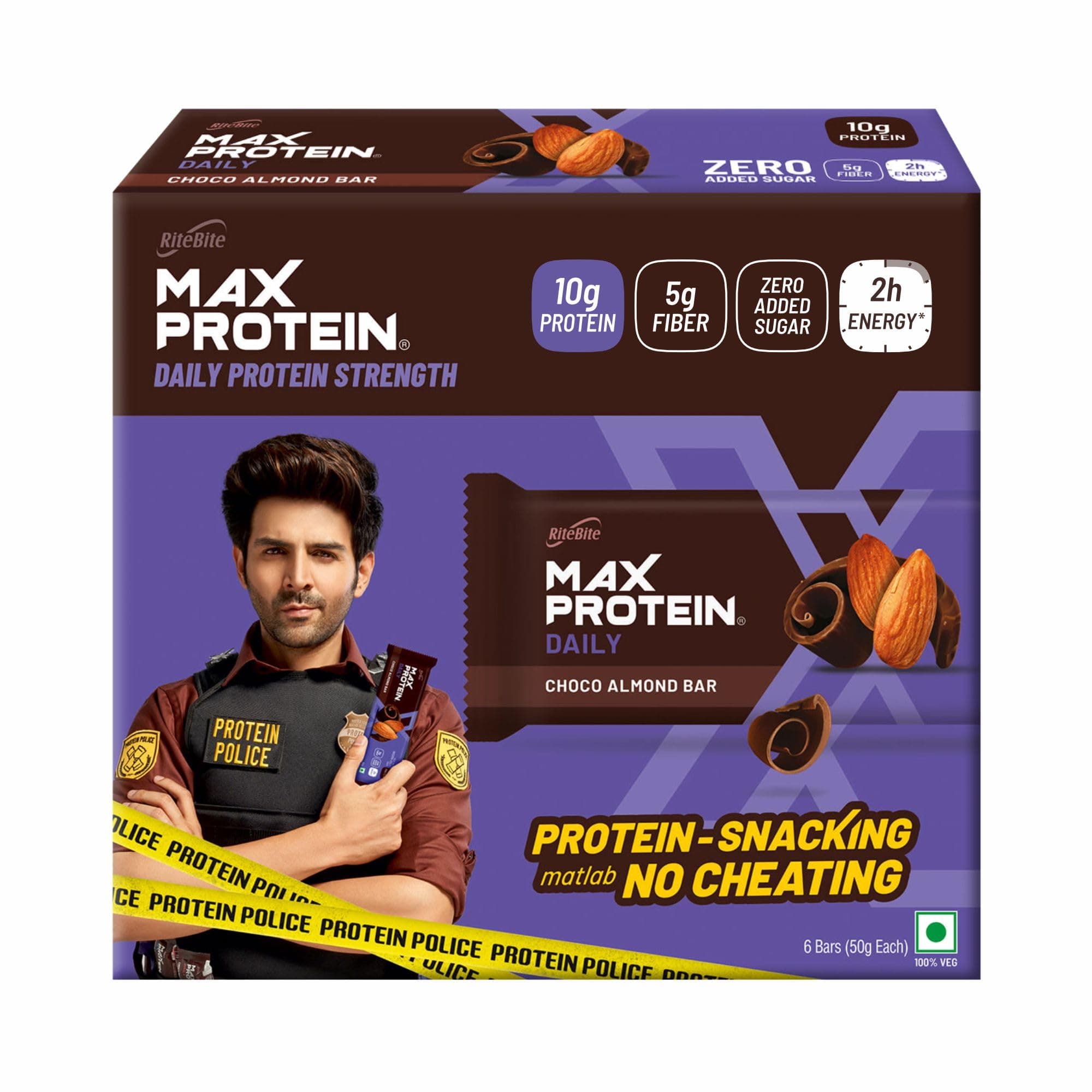 Ritebite Max Protein Daily Choco Almond Bars 300 G - Pack Of 6 (50G X 6)