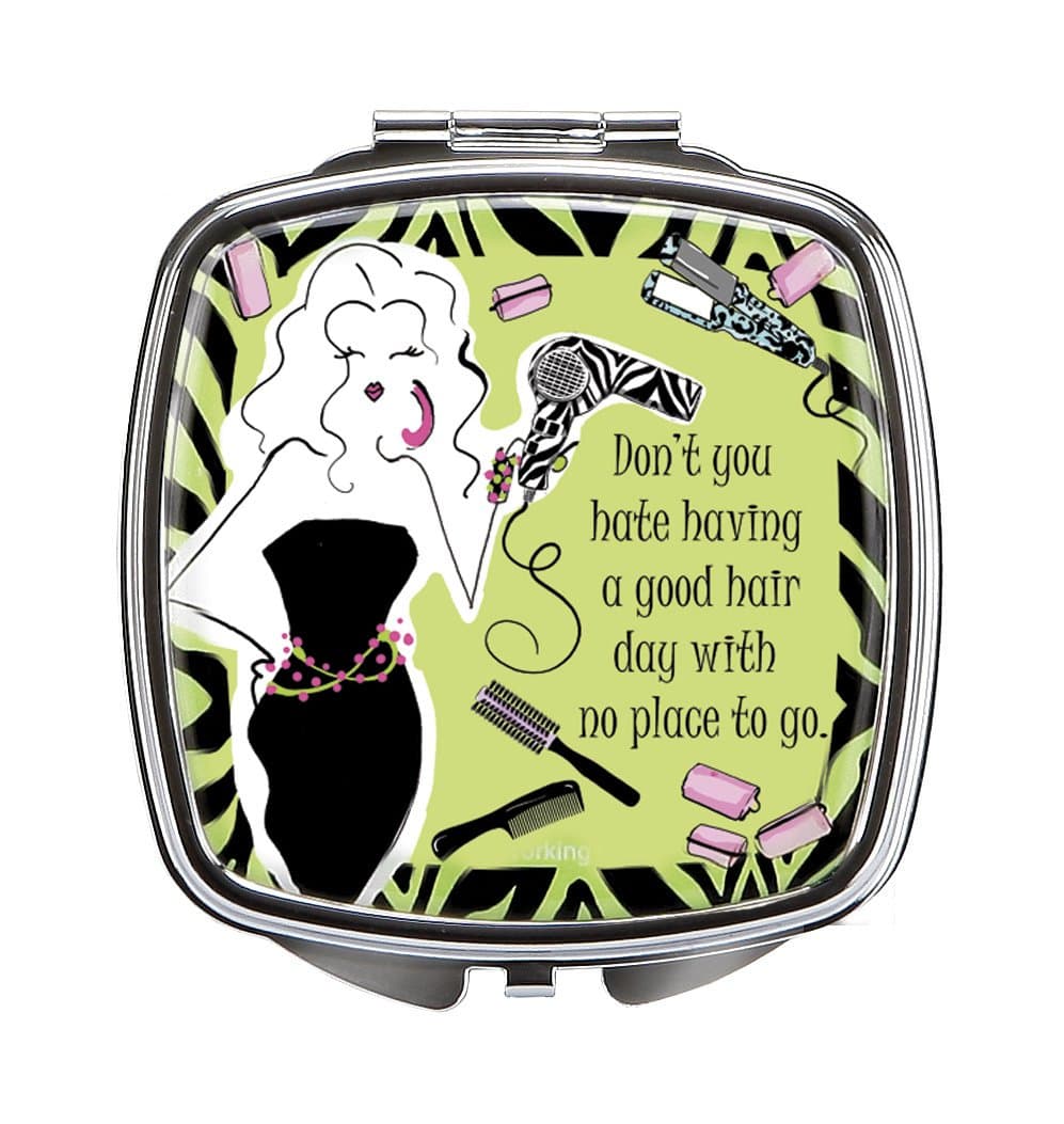 CR Gibson Compact Personal Makeup Mirror, Good Hair Day