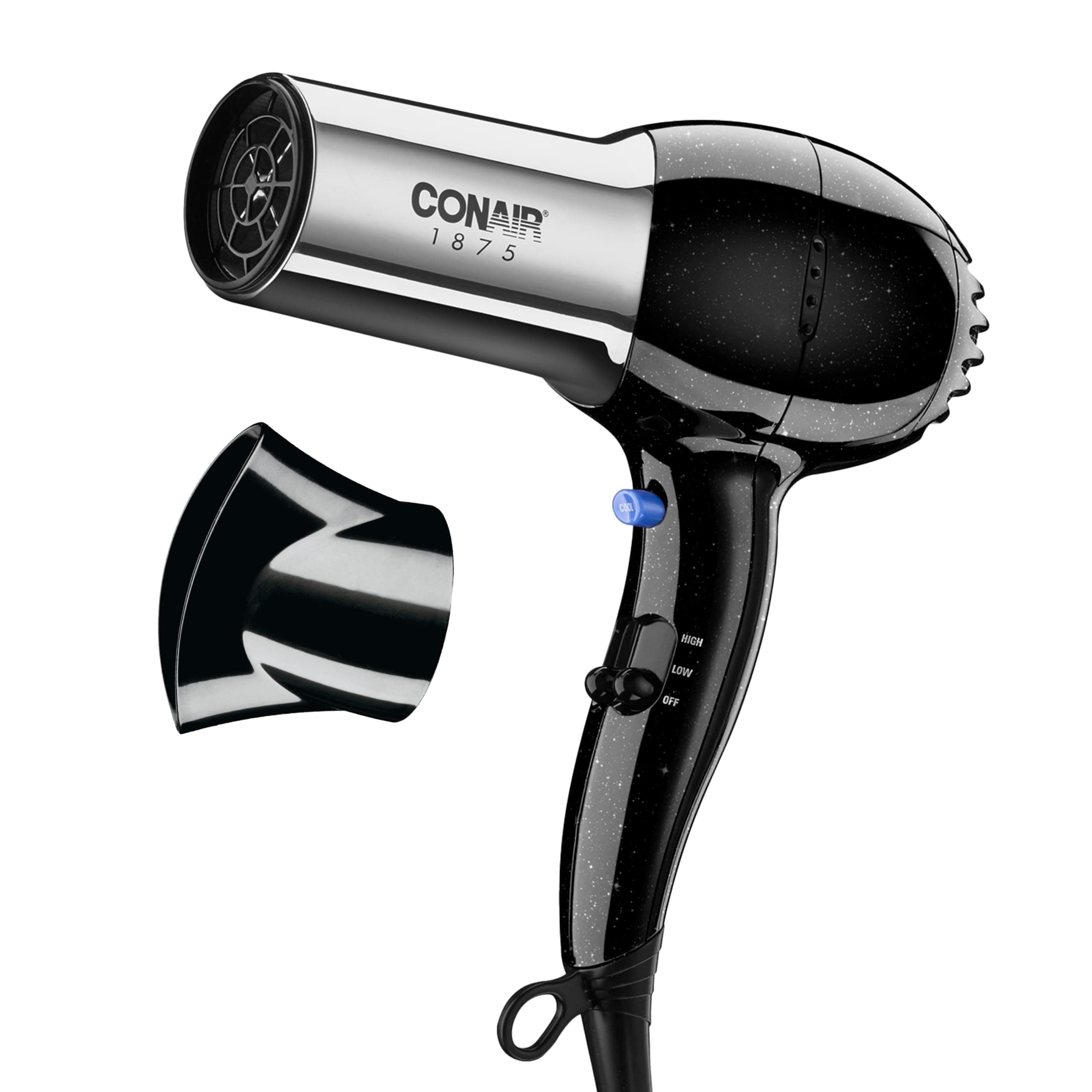 1875 Watt Pro Styler / Hair Dryer with Ionic Conditioning; Black/Chrome