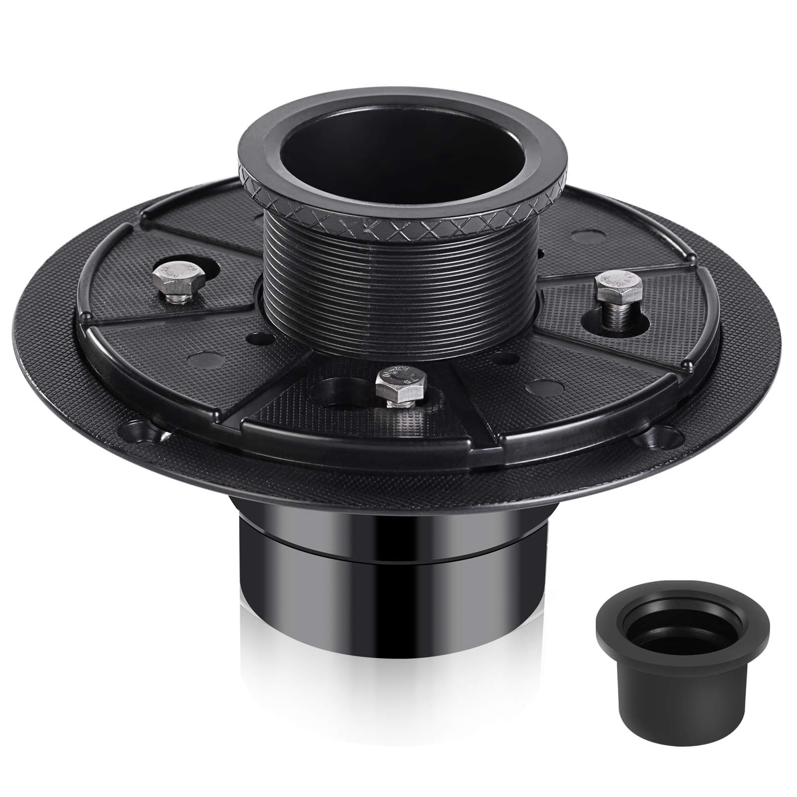 BARONAGE Shower Drain Base Flange Kit ABS Base, 2 inch Adjustable Thread Adapter with Rubber Gasket for No Hub Linear & Square Drain Installation