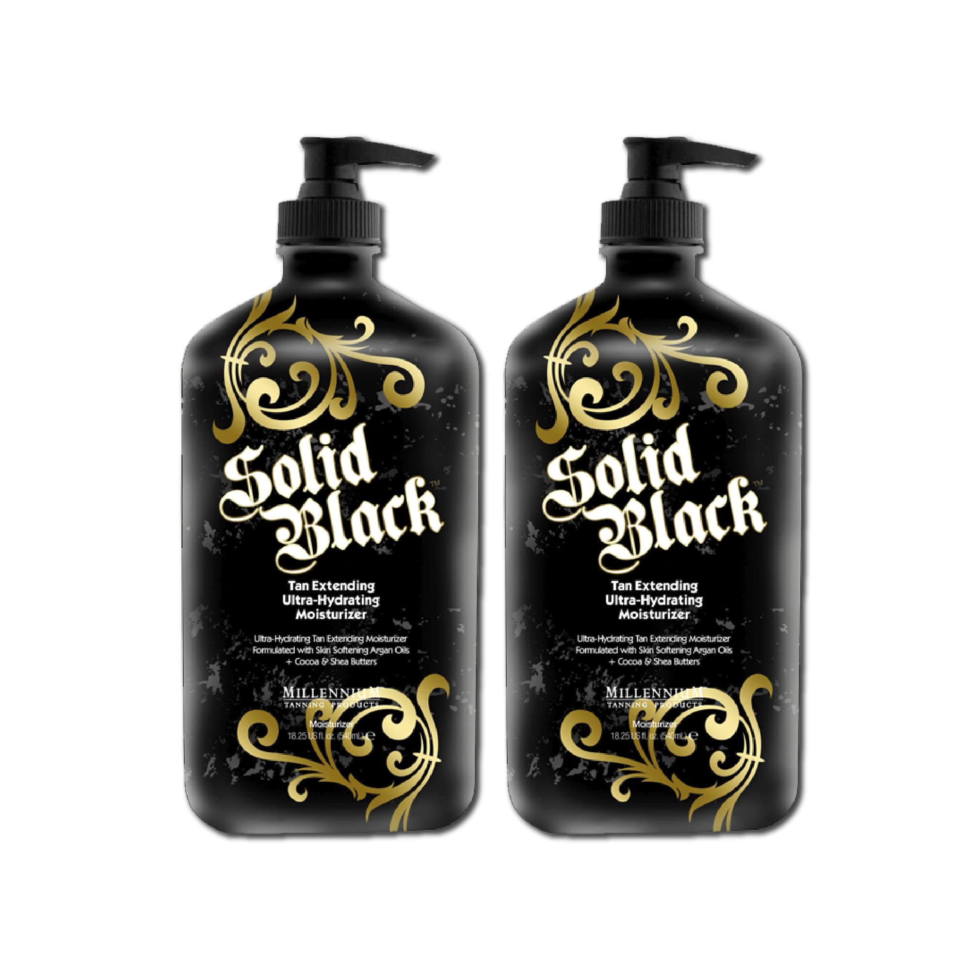 Solid Black Tan Extending Ultra-Hydrating Moisturizer Lotion 18.25 oz (2 Pack)