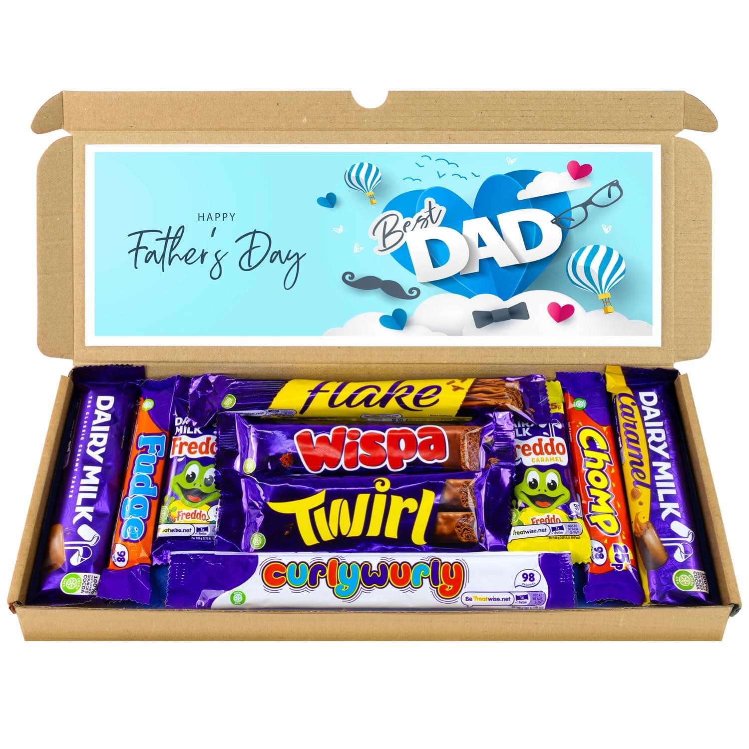 Personalised Father's Day Gifts For Dad | Selection Box Chocolate Hamper | Letter Box Gift | 10 Fullsize Dairy Milk Chocolate bars | Ideal Gifts For Men (Fathers day)