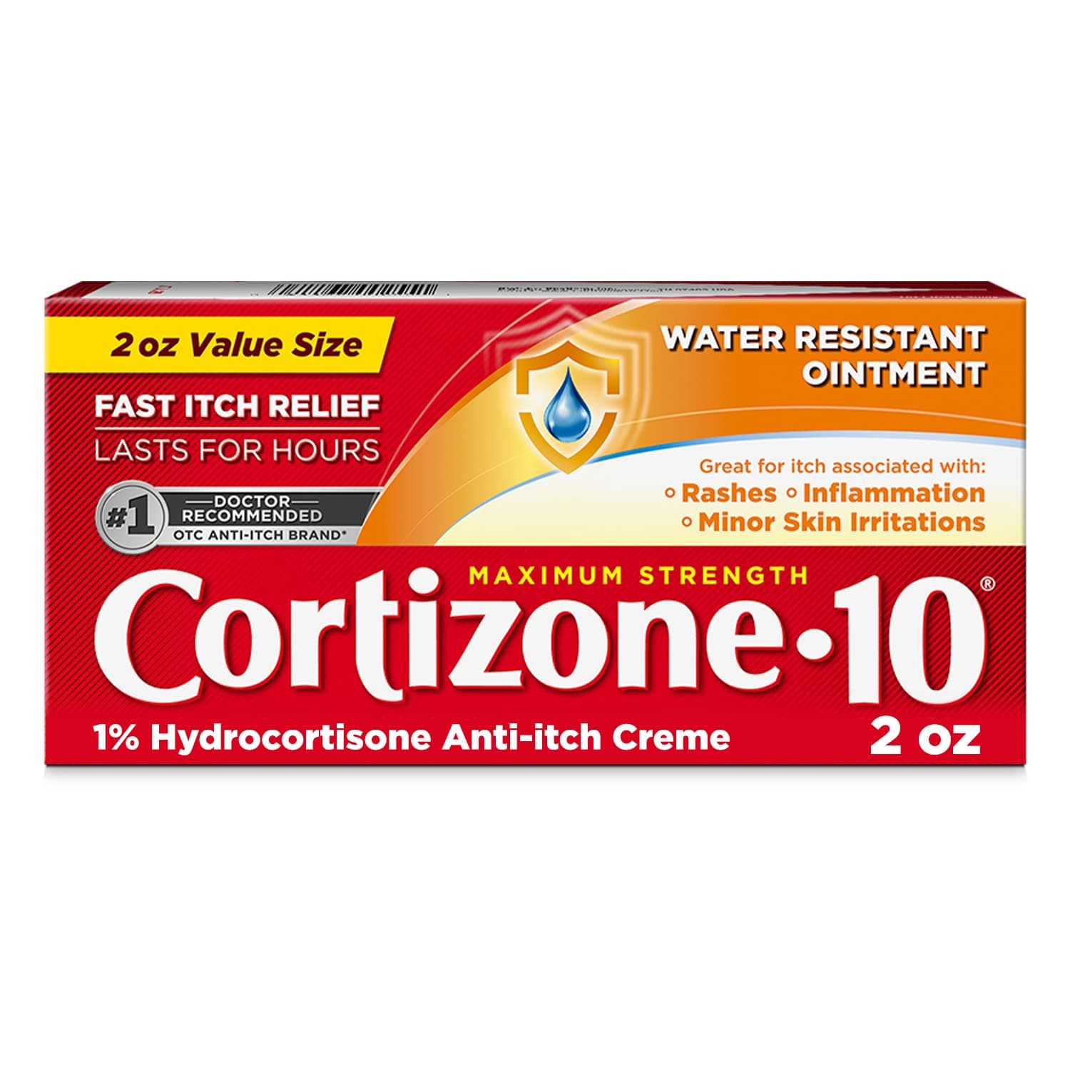 Cortizone-10 Maximum Strength Water Resistant Anti-Itch Ointment, 1% Hydrocortisone, 2 oz. (Old Packaging)