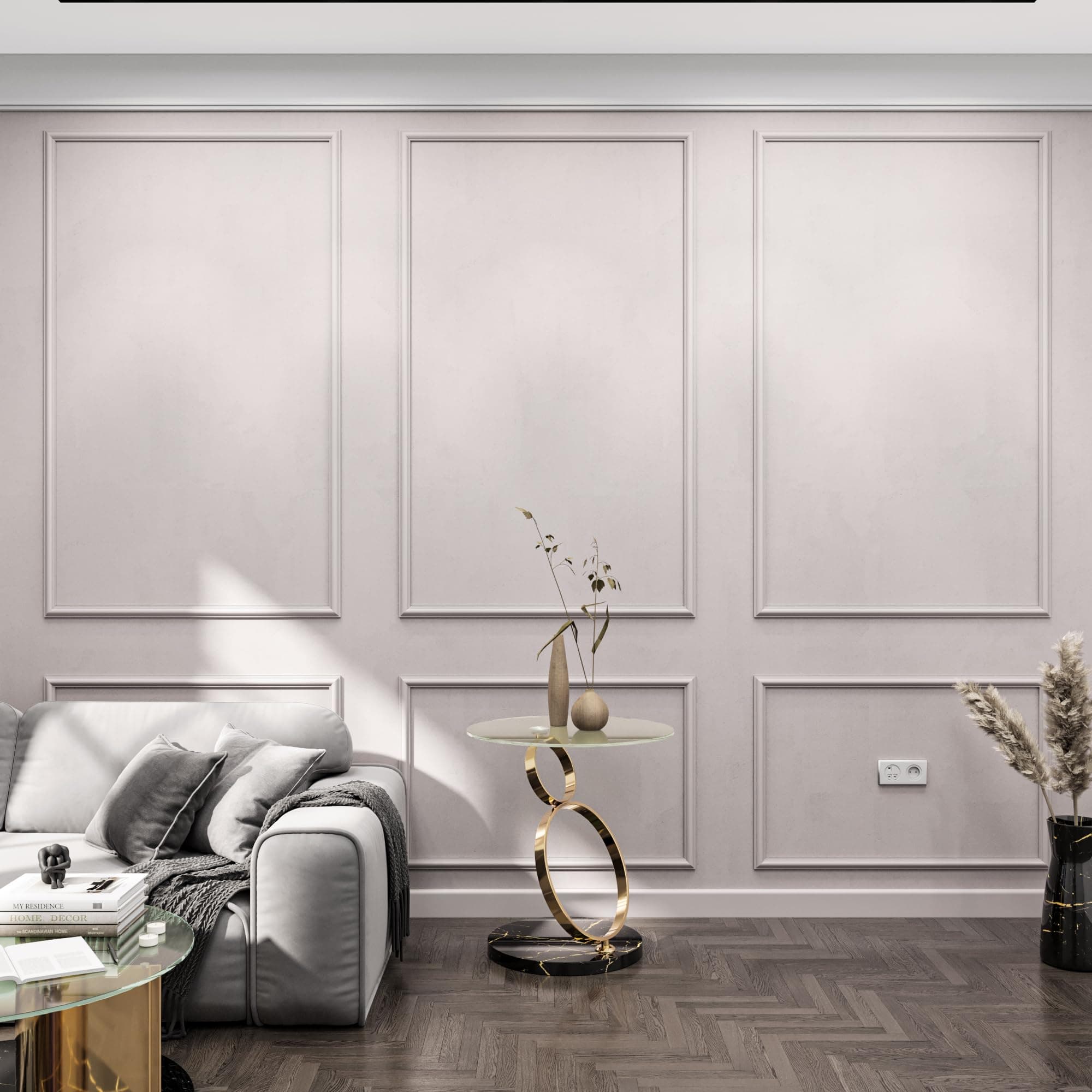 Birdeco Wall molding kit Set pre-Cut, Ready to Assemble, Glue Installed | 3 Top 3 Bottom Frames