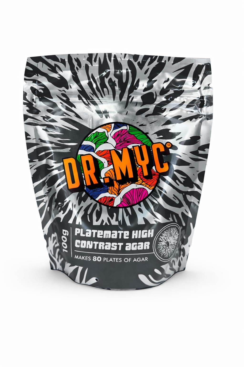 DrMyc.com Platemate "High Contrast" MYC Agar (Malt Extract, Yeast, Carbon) for Wood & Dung Loving Fungi. Complete with Step-by-Step Instructions. Designed for Dung & Wood Lovers. Makes 80-120 Plates