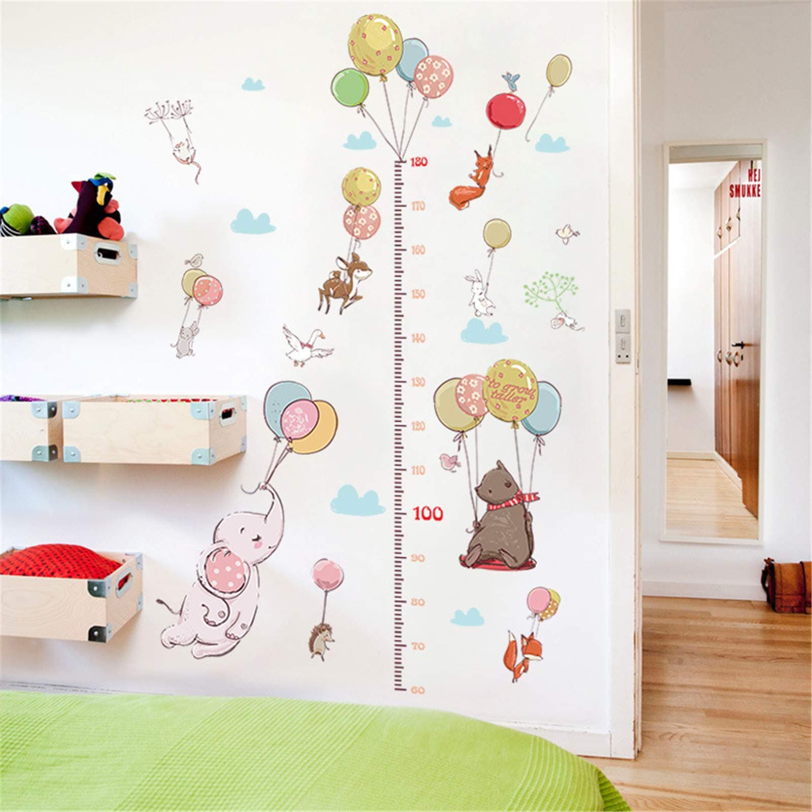 NUATE Growth Chart for Kids,Height Chart Ruler Decor for Baby Nursery,Animals Cartoon Wall Stickers Perfect for Kids Nursery Bedroom Living Room