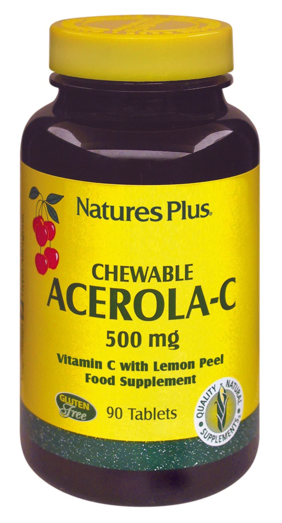 Nature'S Plus, Chewable Acerola-C, Vitamin C With Bioflavonoids, 500 Mg, 90 Tablets