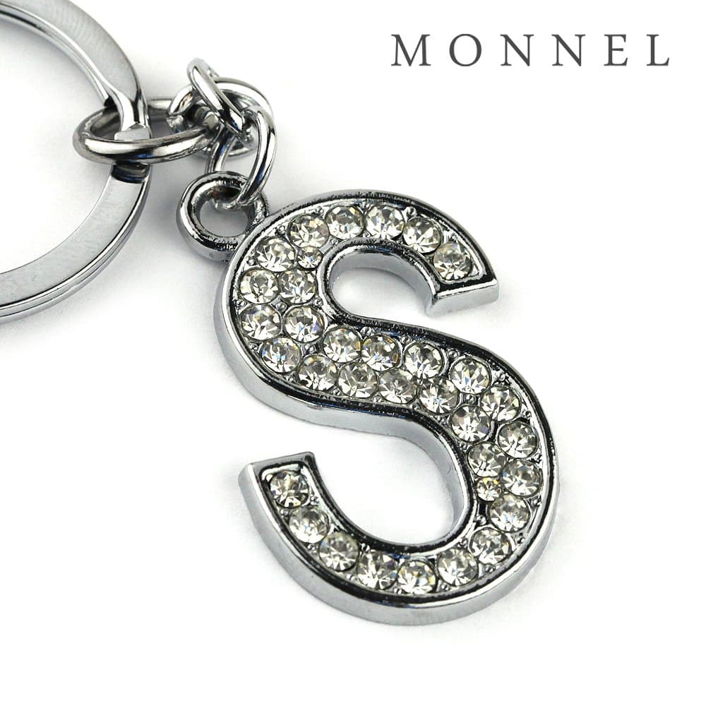 Z302 Bling Crystal Alphabet Initial DIY Letter S Keychain Key Ring for Pet Dog Cat Collar