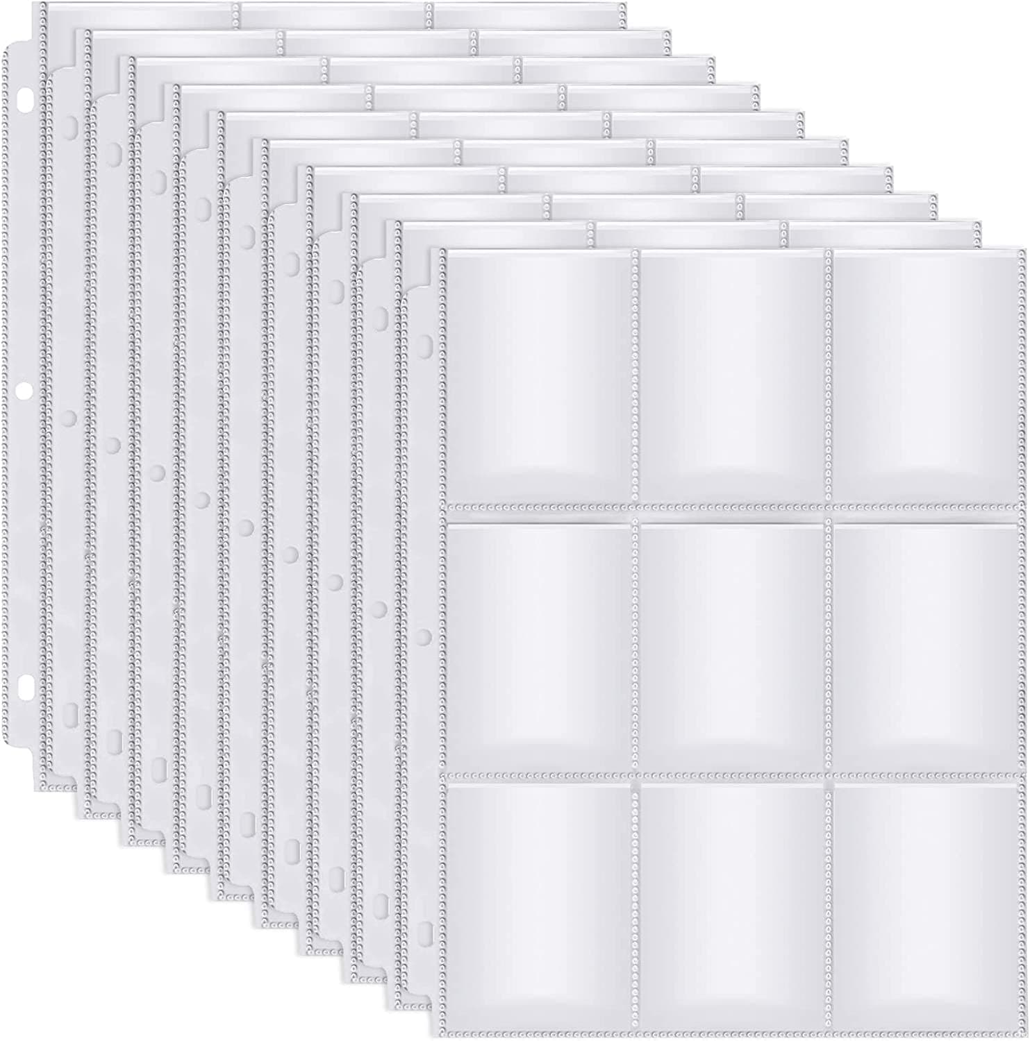 Loiisgy 50 Pack Double Side 9 Pocket Page Protector, Trading Card Baseball Card Sleeves Pages for 3 Ring Binder, Card Sheets for Standard Size Sport Cards, Game Cards, Business Cards, Pokemon Cards