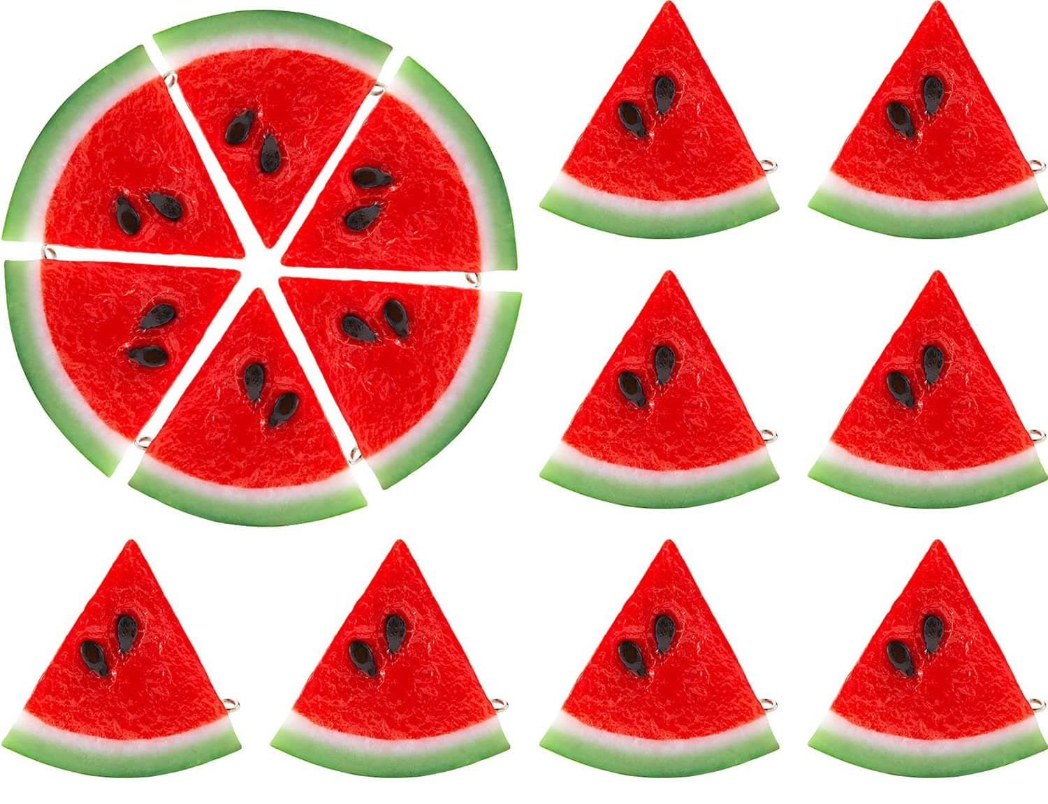 KASTWAVE Simulation Watermelon Props - Artificial Slices, Fake Fruit Plastic Home Decor Photography Props (14 Pieces)