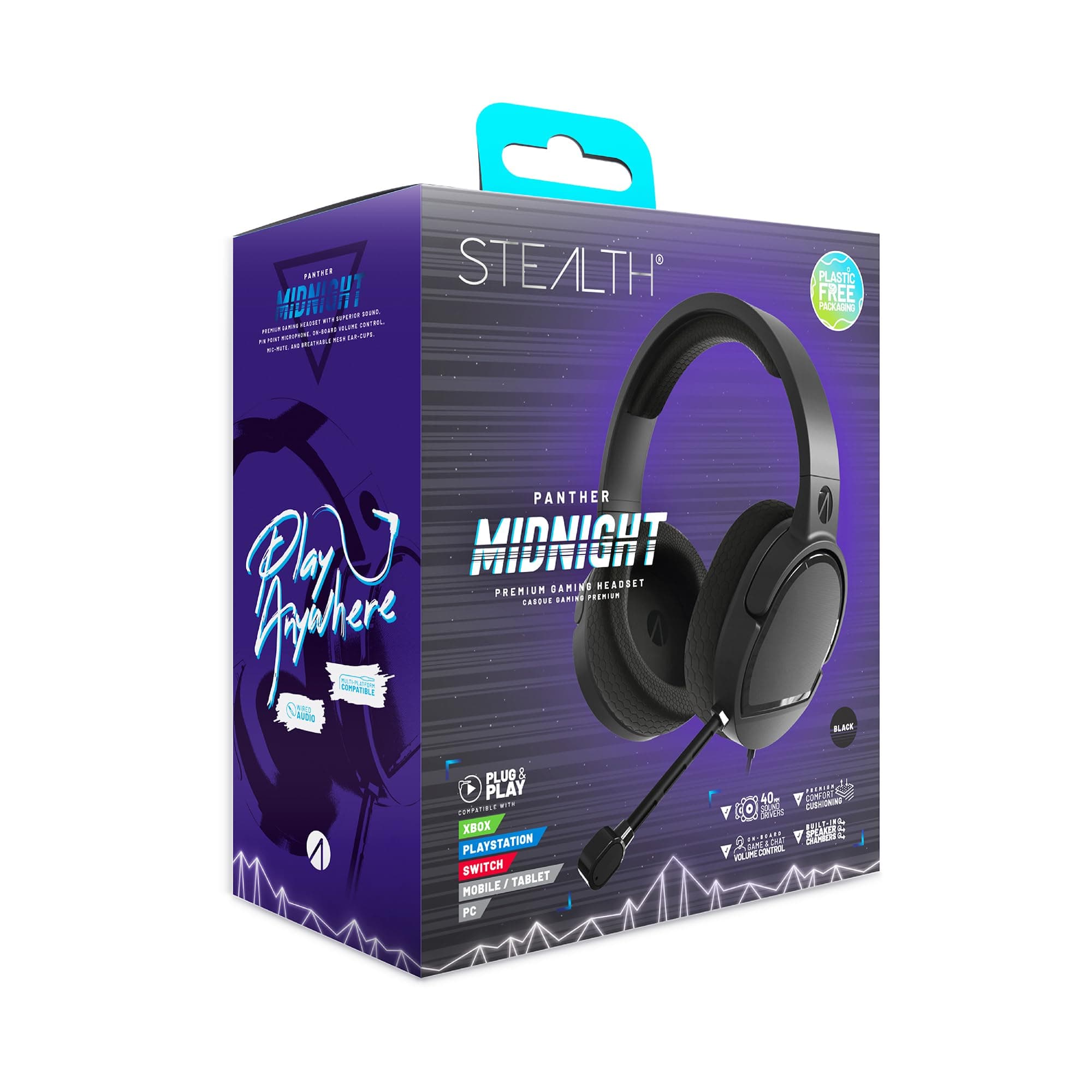 STEALTH PANTHER Over Ear Gaming Headset PS4/PS5, XBOX, Switch, PC with Flexible Mic, 3.5mm Jack, 1.5m Cable, Lightweight, Comfortable and Durable