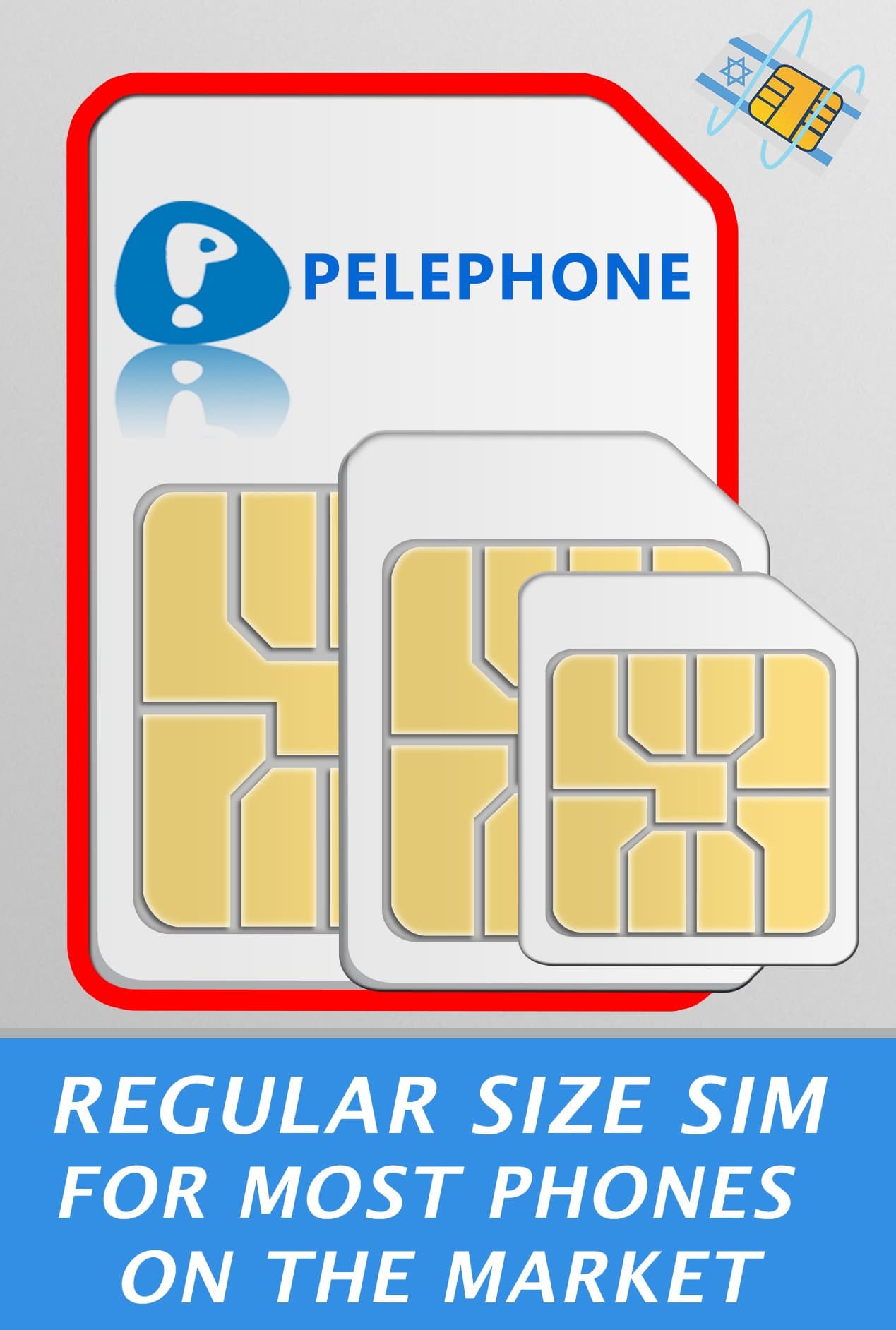 Prepaid SIM Card ANY SIZE SIM CARD for Israel ♦ Including SIM Card Case ♦ Iphone Pin ♦ English user guide (Standard Size (mini sim))