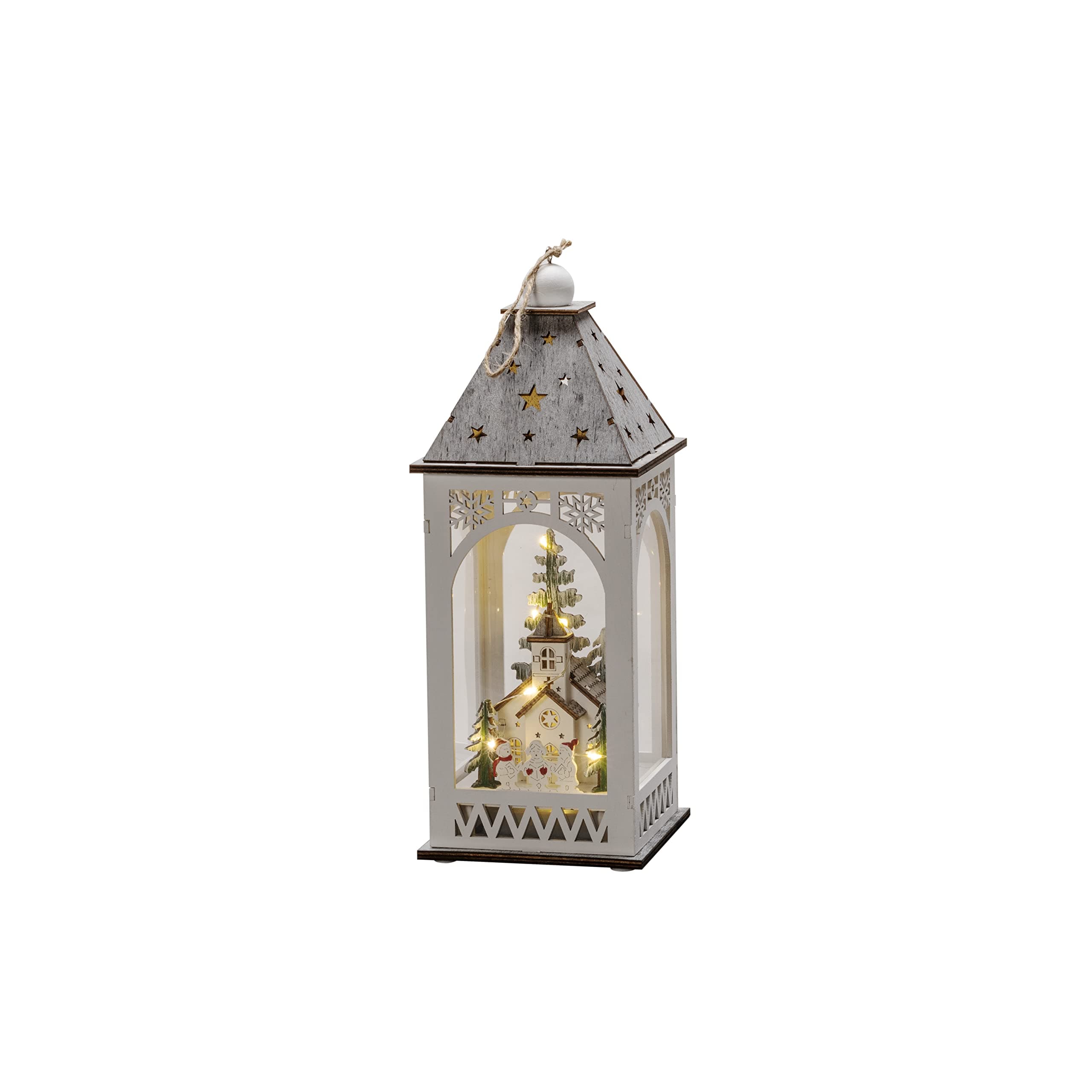 Konstsmide LED Wooden Lantern, Wood, White