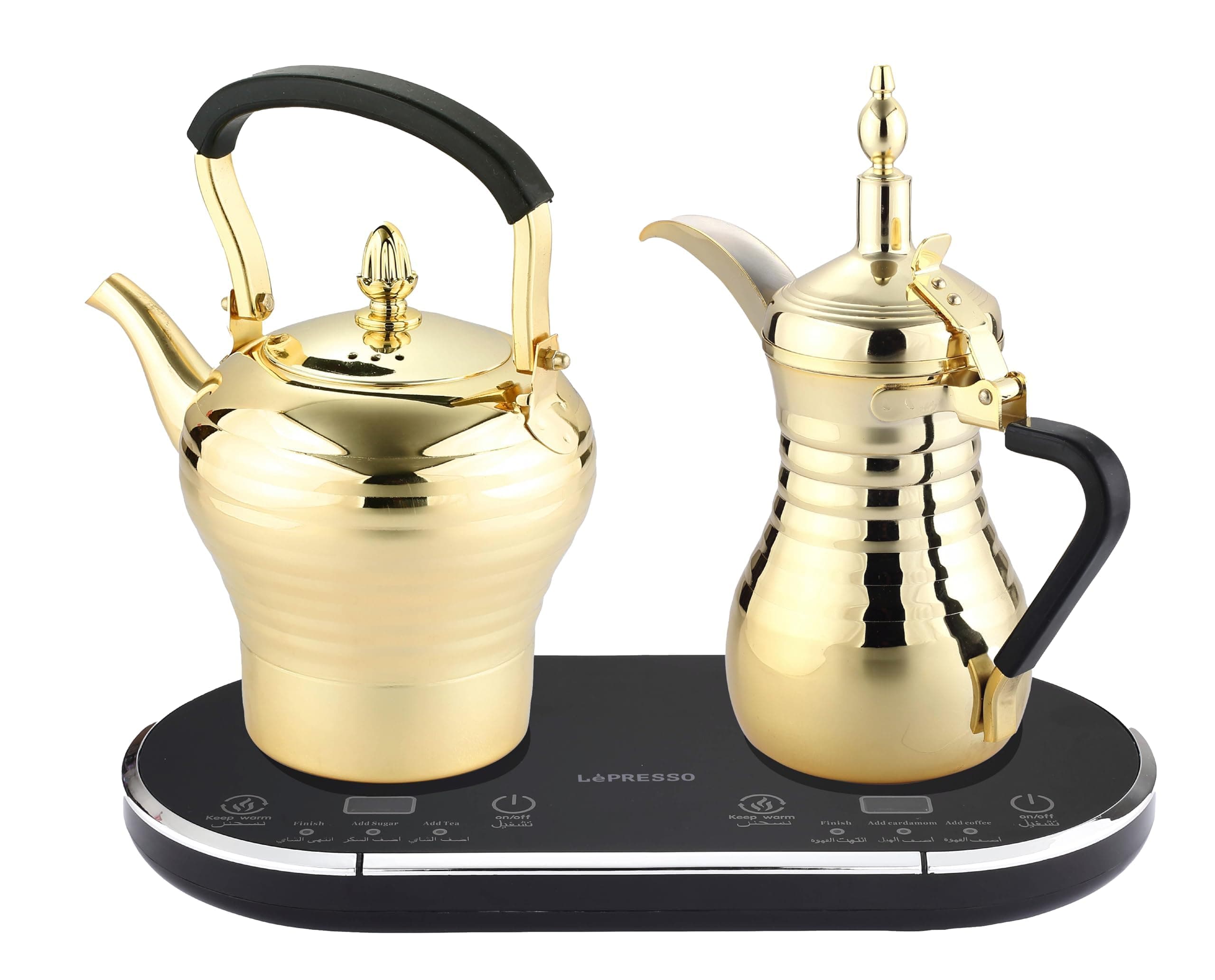 Arabic Coffee Maker and Tea Maker, 800ml+750ml Capacity, Stainless Steel, Dual Brew & Keep Warm System, 1600W Power, Over heat Protect, Kettle for Making Coffee and Tea for Home/Office