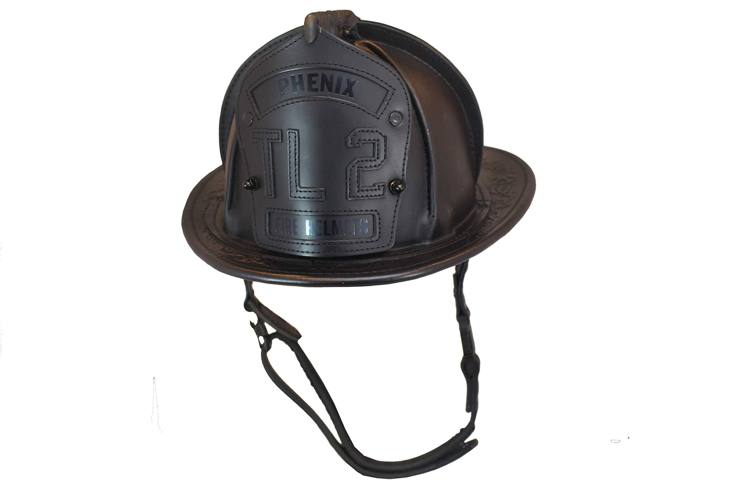 Traditional NFPA Leather Firefighting Helmet - Flat Black