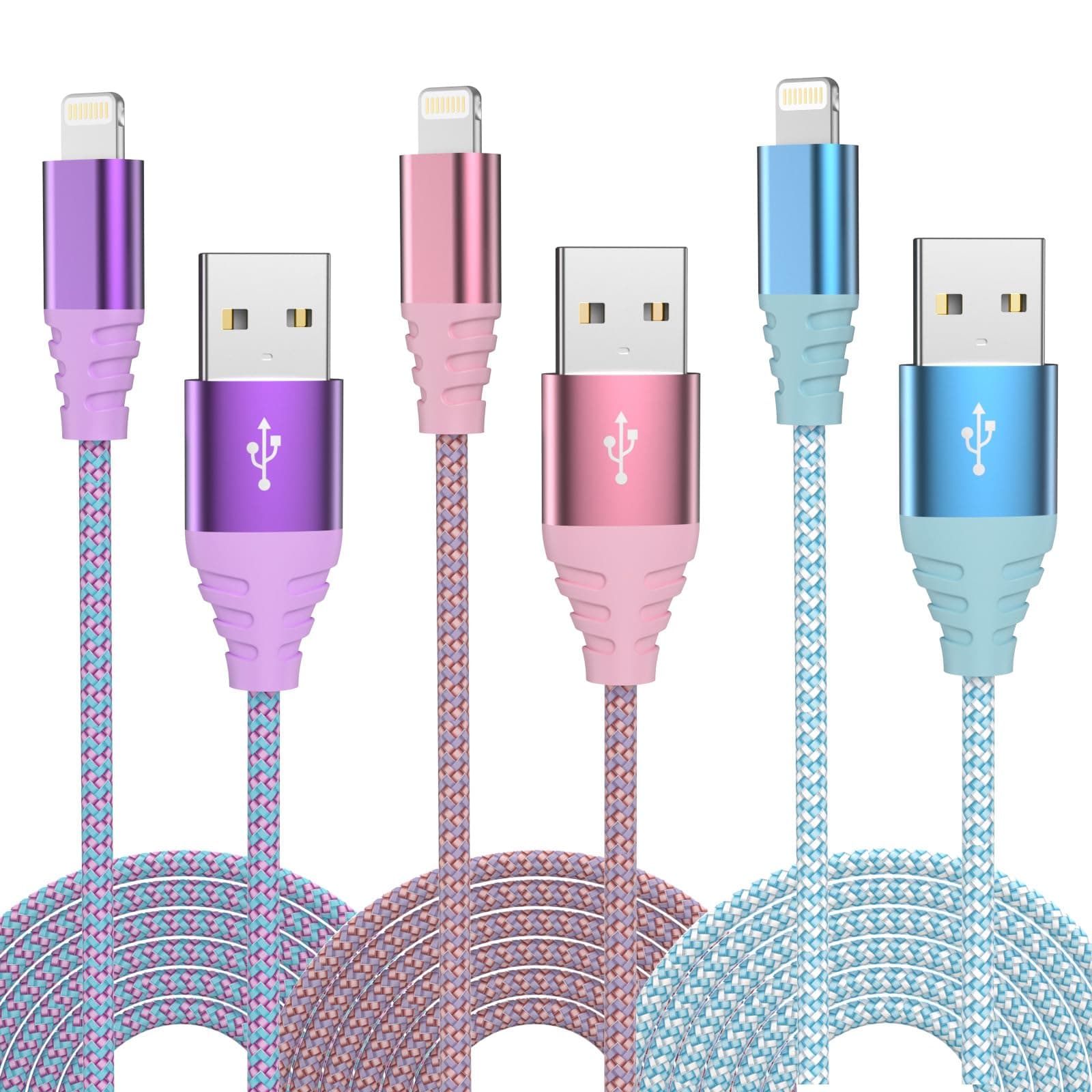 iPhone Charger Fast Charging 3pack 6FT Apple MFi Certified Lightning Cable Nylon Braided iPhone Charger Cord Compatible with iPhone 14/13/12/11 Pro Max/XS MAX/XR/XS/X/8/7 Plus iPad AirPods