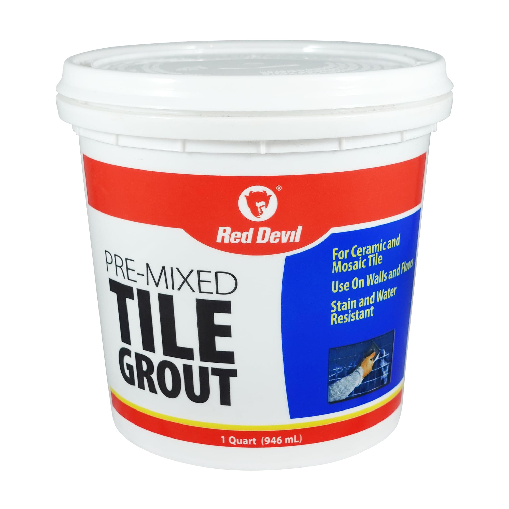 0424 Pre-Mixed Tile Grout - Professional Quality, Excellent Adhesion, Ideal for Wall & Floor Use - 1 Quart, White, Made in USA