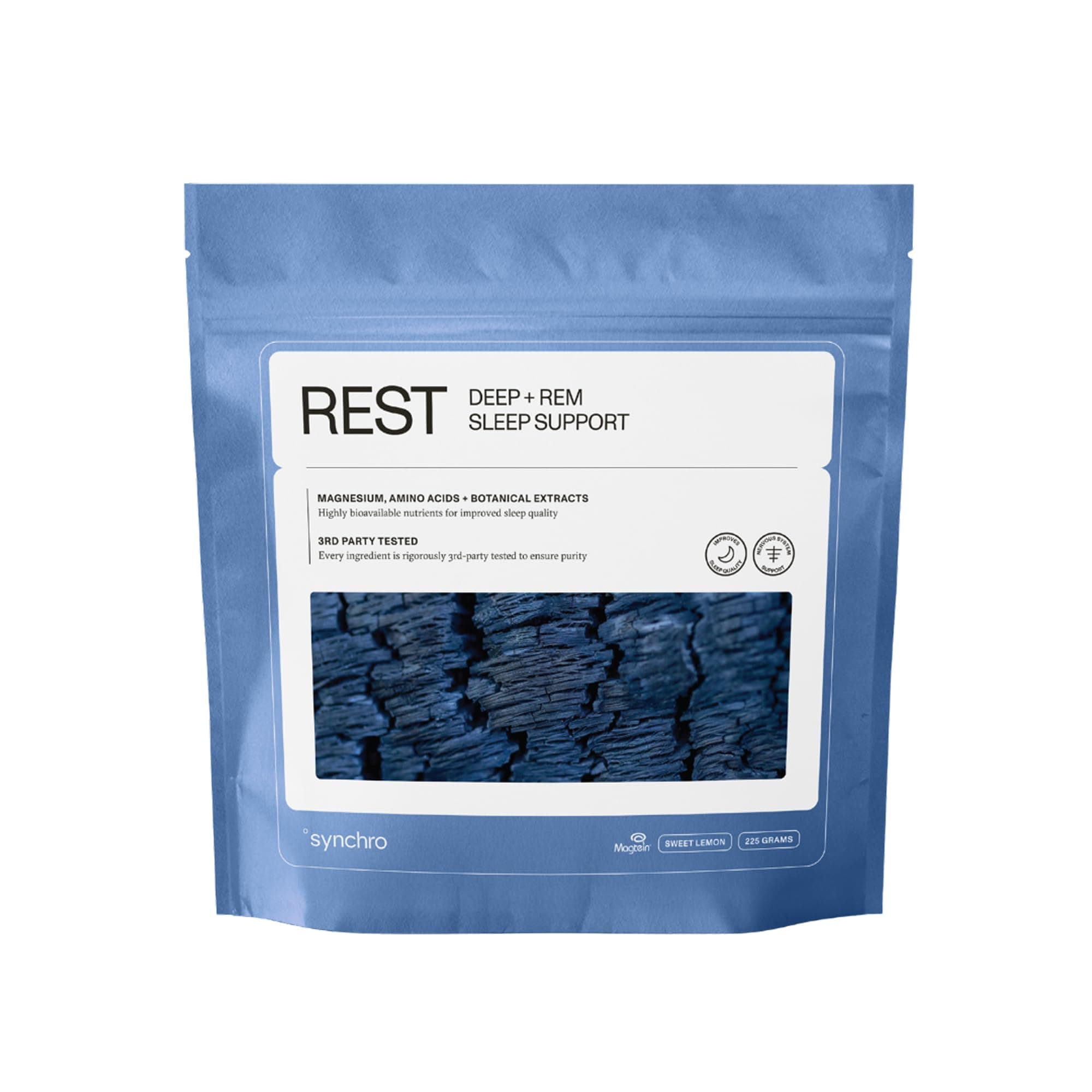 Synchro - Rest Sleep Supplements, Relaxing Sleep Aids for Adults, Powdered Magnesium Supplement for Deep Sleep Support, Nighttime Drink Sleep Supplement, Sweet Lemon Flavor, 210 Grams