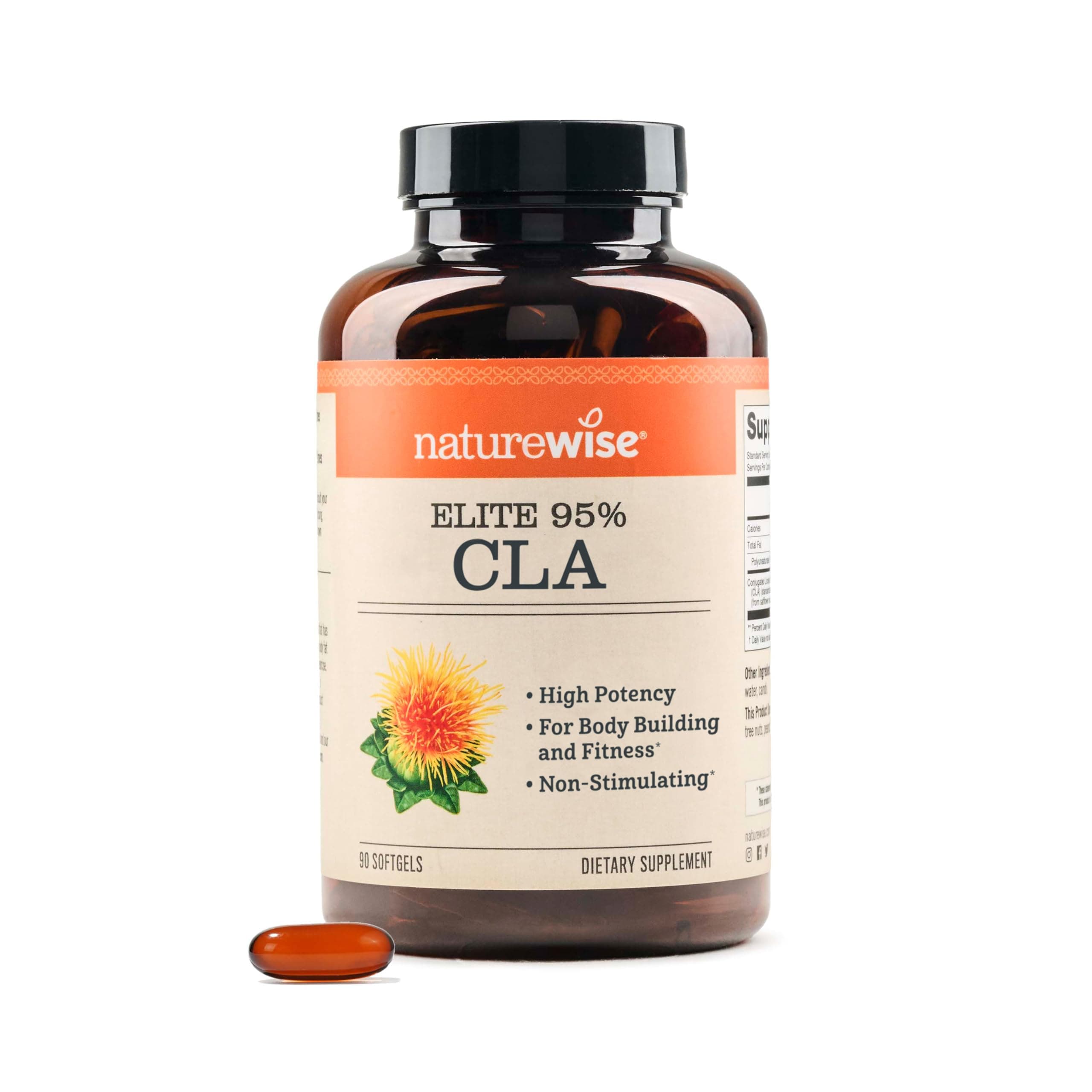 Elite CLA 1300 Maximum Potency, 95% CLA Safflower Oil Workout Supplement, Support Muscle Function & Fitness goals (1 Month Supply - 90 Count)