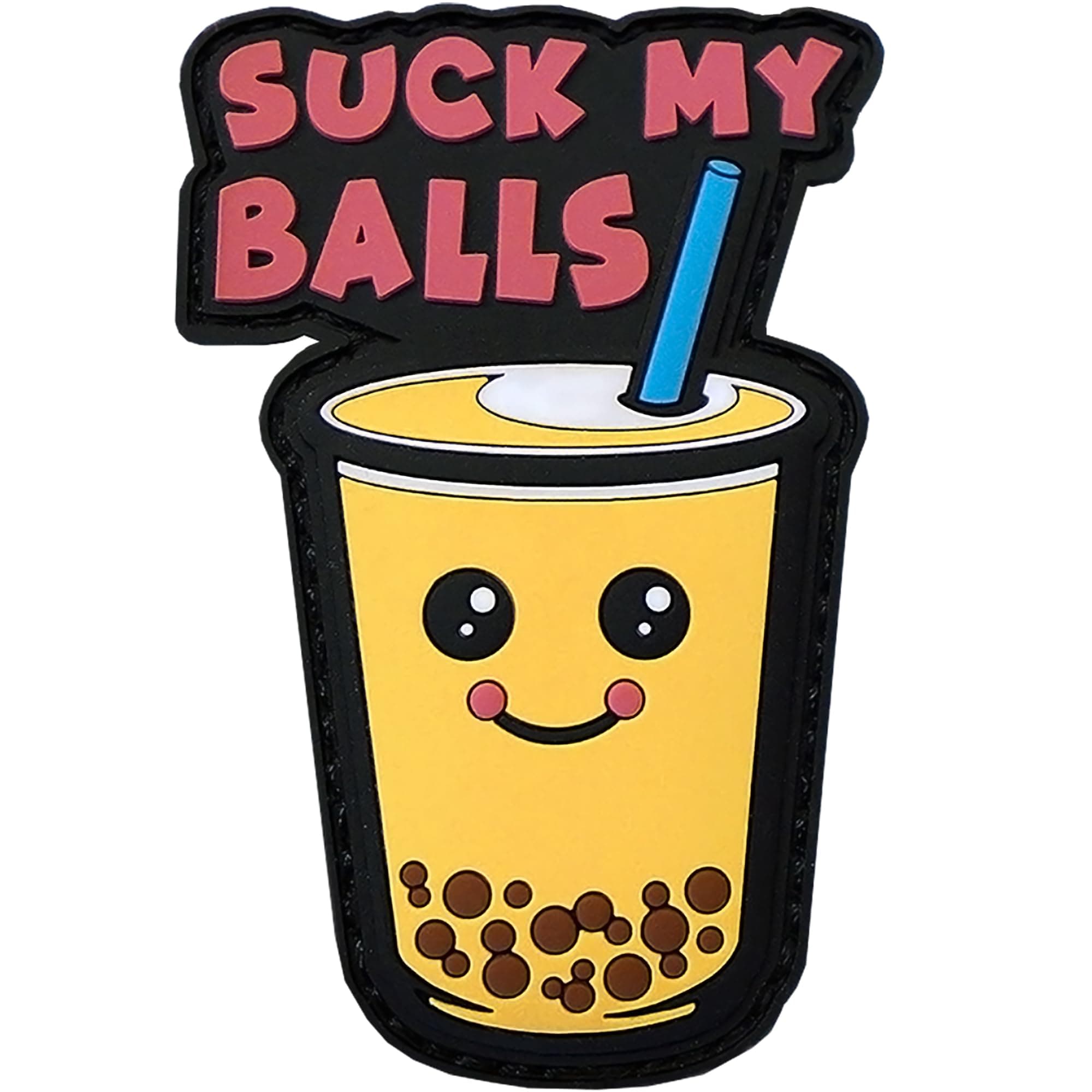 Suck My Balls - The Bubble Tea PVC Morale Patch - Funny Morale, Tactical, Military Patch, Anime Patch - Military Patches - Perfect for Your Tactical Military Army Gear, Backpack, Cap, Vest