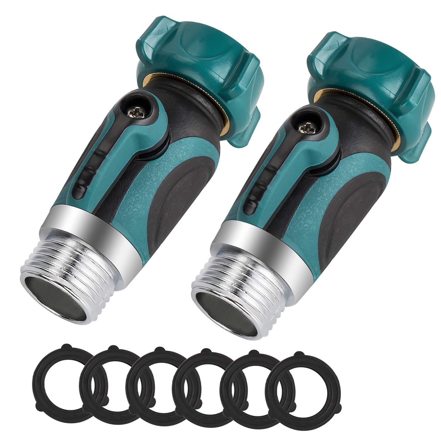 Garden Hose Shut Off Valve,uvce Flow Control Valve Fits ¾” Hoses, Family Safe Adapter,1-Way Restricted-Flow Water Shut-Off ,Set of 2