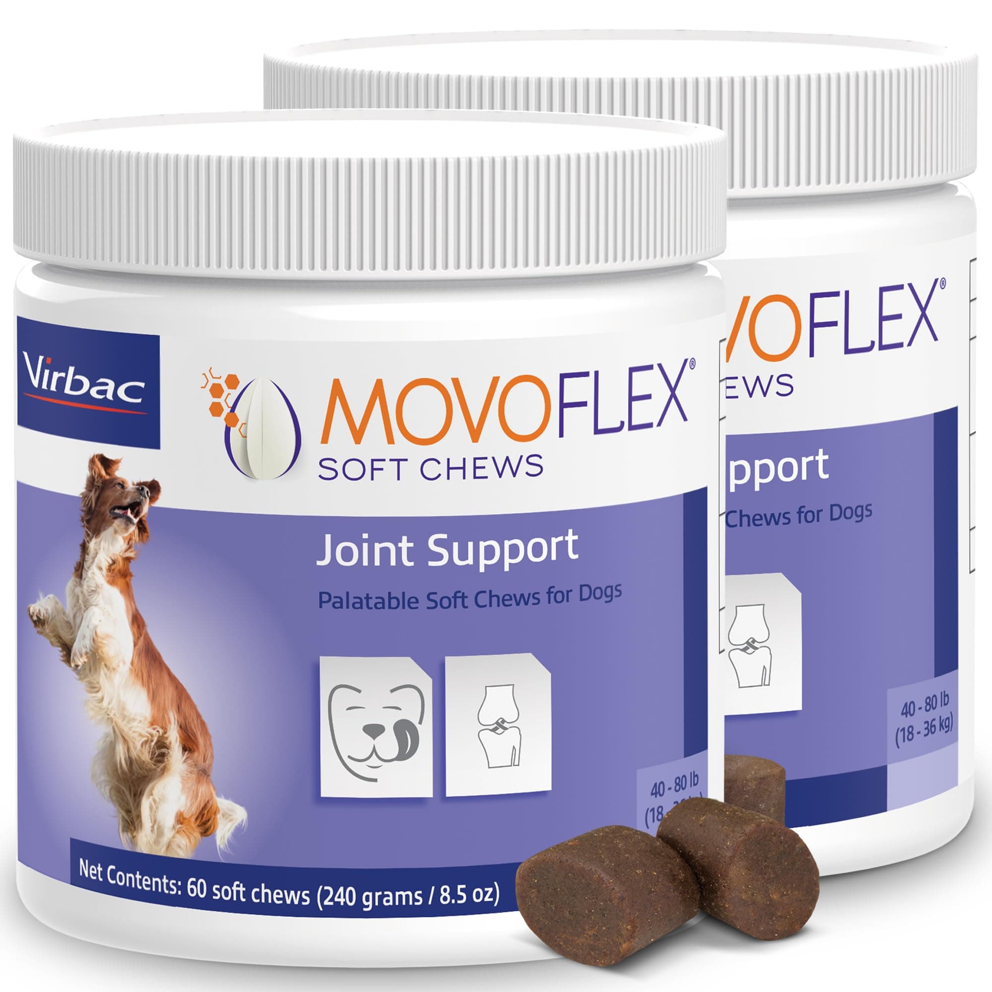 MOVOFLEX Soft Chews Hip and Joint Support Supplement for Medium Dogs -120 Count by Virbac