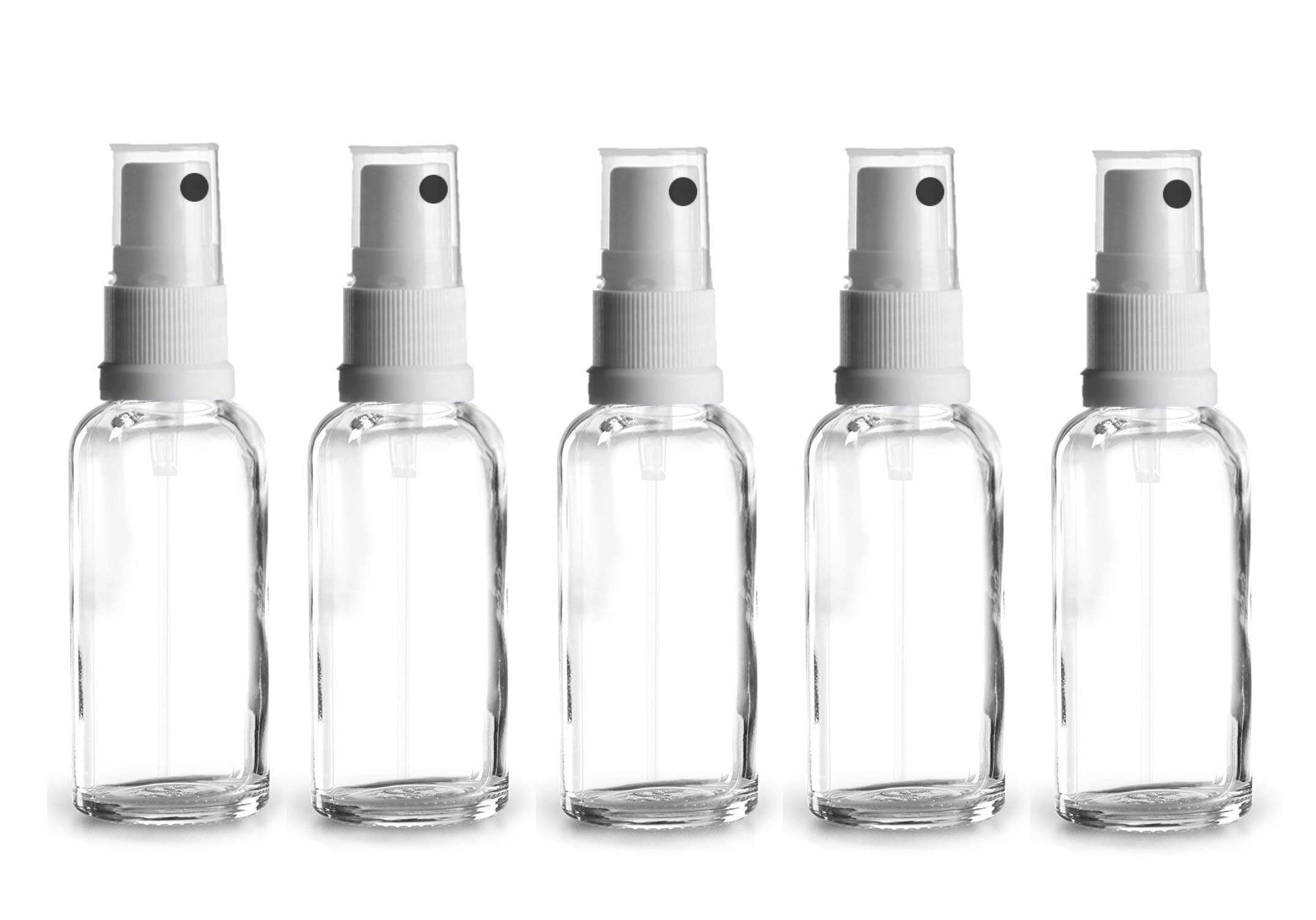 5 x Clear Glass Atomiser Bottles / Spray Bottles 30 ml with Pump / 30ml Sprayer White Atomiser with Transparent Protective CAP Clear Glass Cosmetic Quality Bottles / White Sprayer / Atomizer with GL18mm neck *Pharmaceutical Quality Manufactured in accordance with the European Pharmacopoeia *
