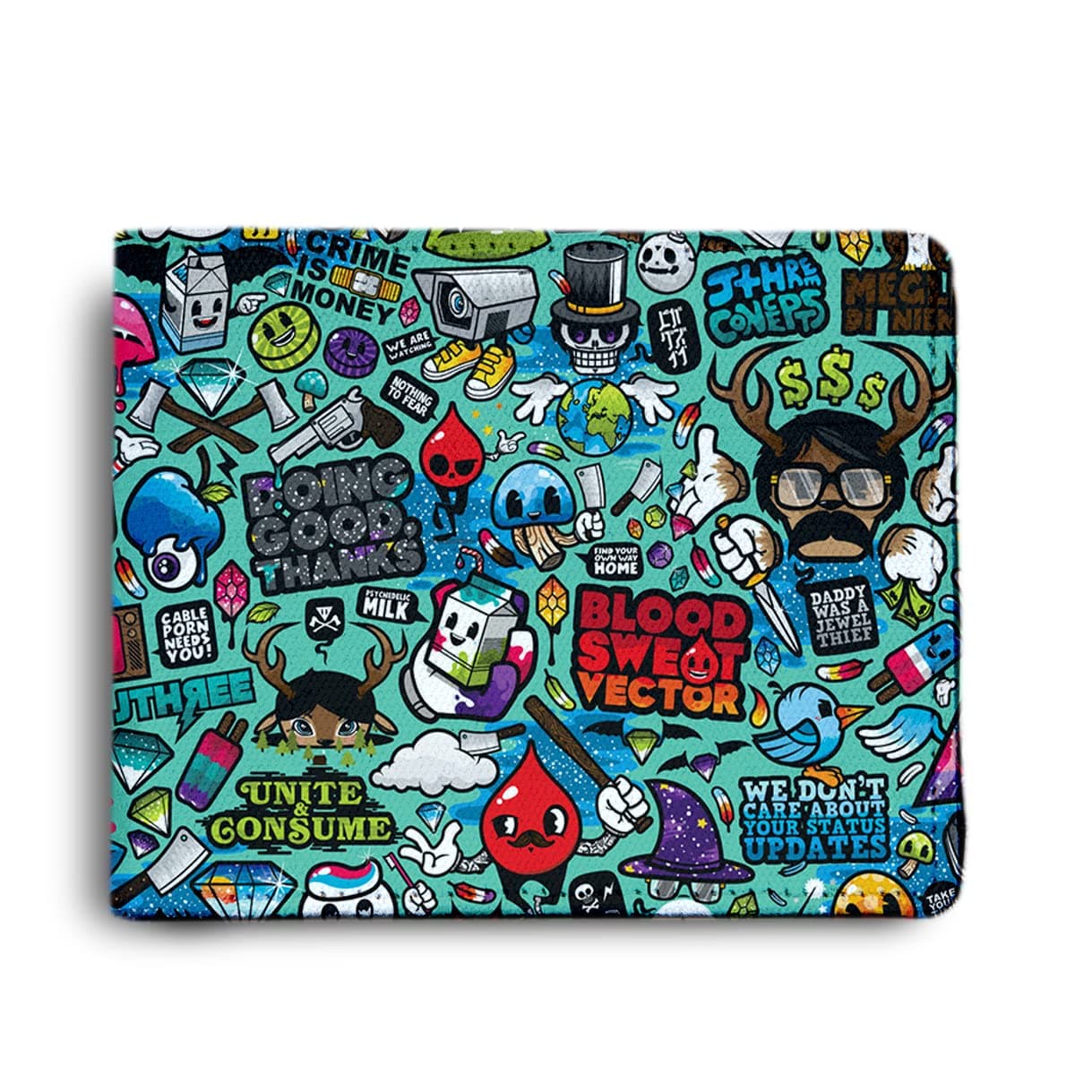 Wallet for Boys | Street Art Graffiti Print | Funky Pattern | Unique Bifold Faux Leather Purse for Men Wallet