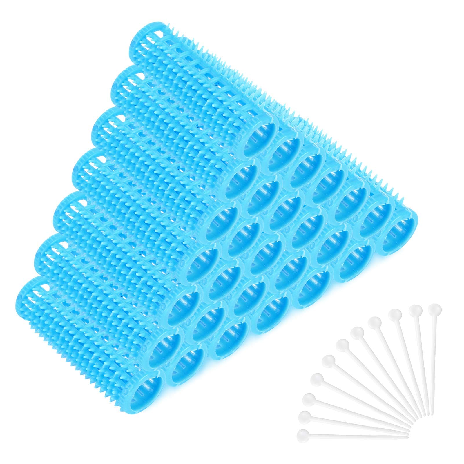 Hair Rollers 36 PCS Curlers Set Hair Rollers With 36 PCS Pins No Heat Hairdressing Curlers Tools For Adults And Kids Hair Salon Barber Hair Styling (Pink) (Blue)