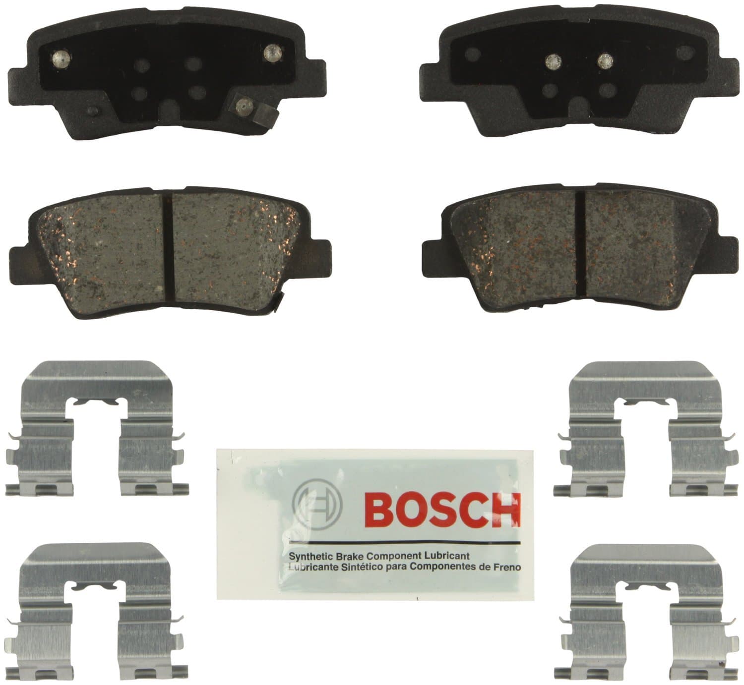 BOSCH BE1313H Blue Ceramic Disc Brake Pad Set With Hardware - Compatible With Select Hyundai Azera, Elantra, Sonata; Kia Amanti, Optima, Soul; REAR