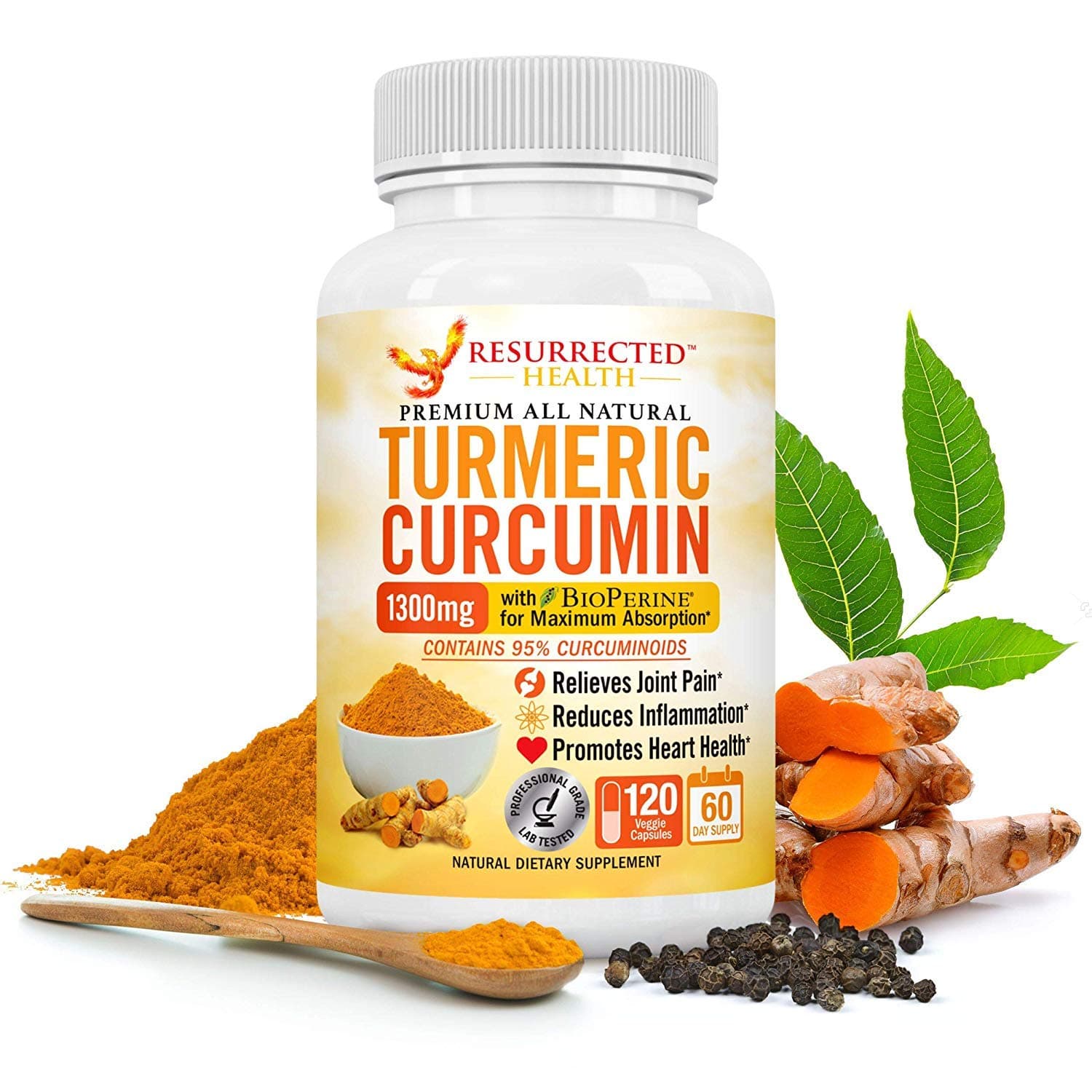 Turmeric Curcumin with Black Pepper - Value Size 2 Month Supply - Natural Joint Support and Inflammation Reducer - Vegetarian-Friendly w/95% Standardized Curcuminoids + Bio-Perine for Max Absorption1