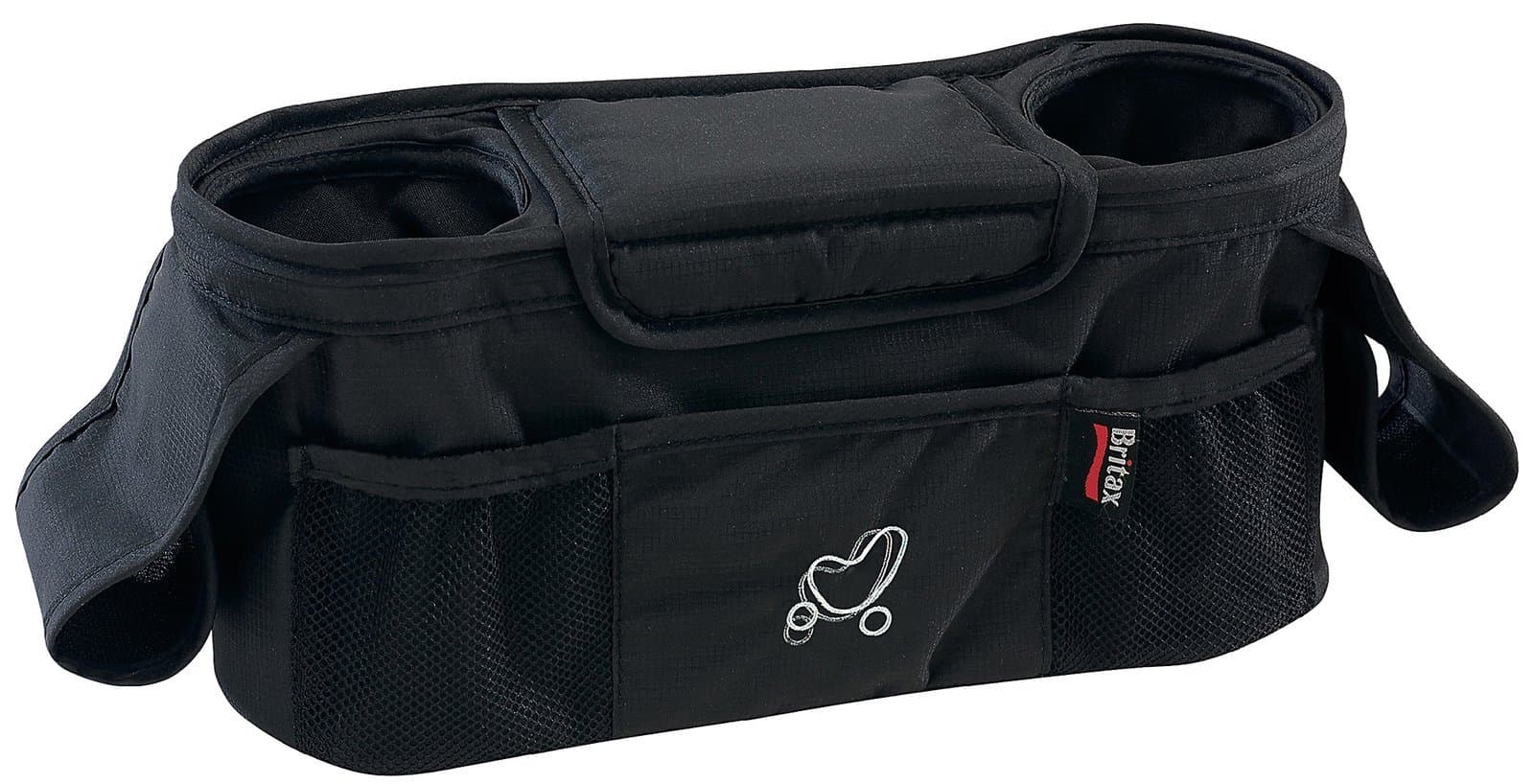 Stroller Organizer with Insulated Cup Holders | Large Center Compartment with Magnetic Closure + 3 Outer Pockets + Folds with Stroller, No Removal Needed Black