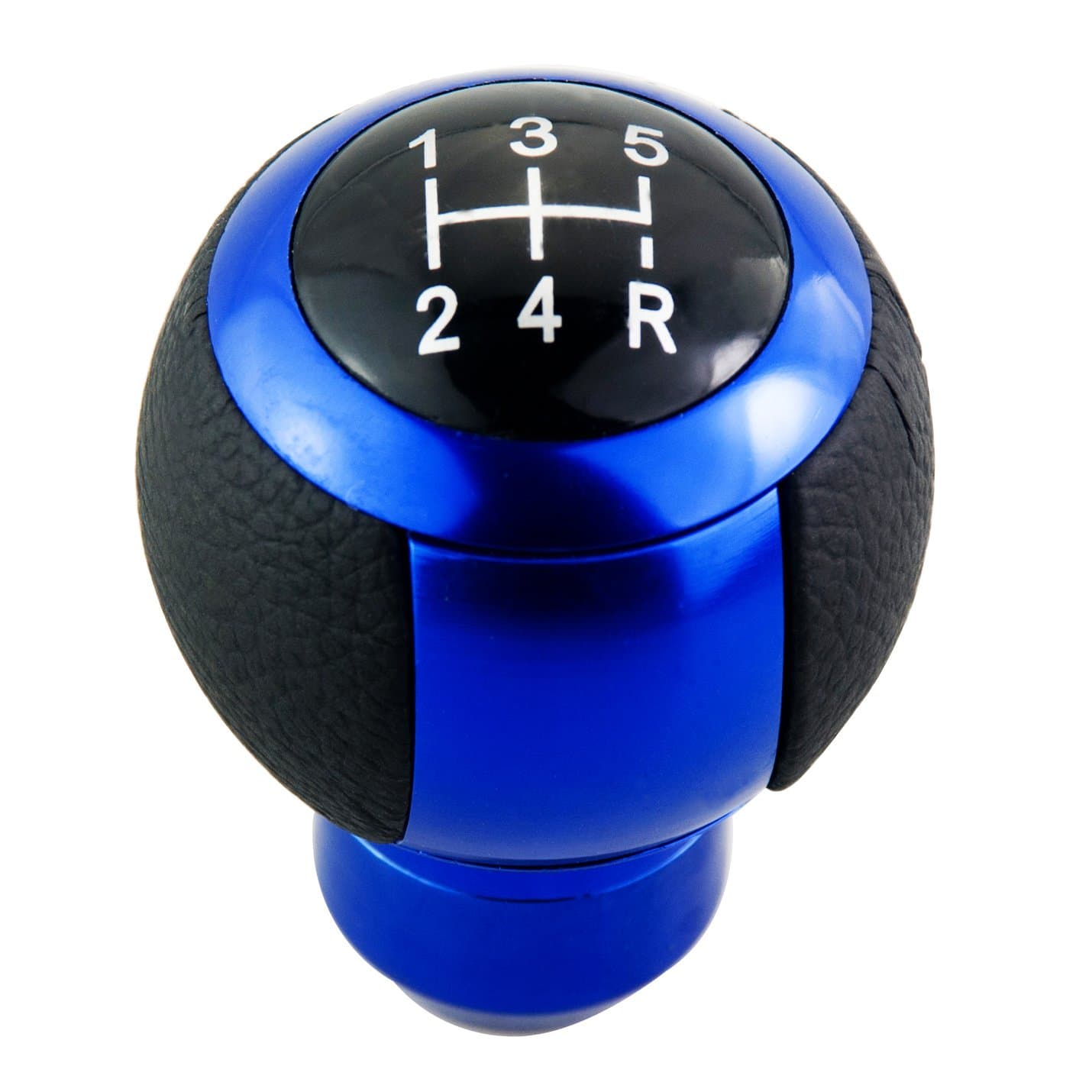 VmonV 5 Speed Gear Stick Shifter, Manual Automatic Universal Car Shift Knob (Aluminum Mixed with Leather Cover) for Most Transmission Vehicles, Blue