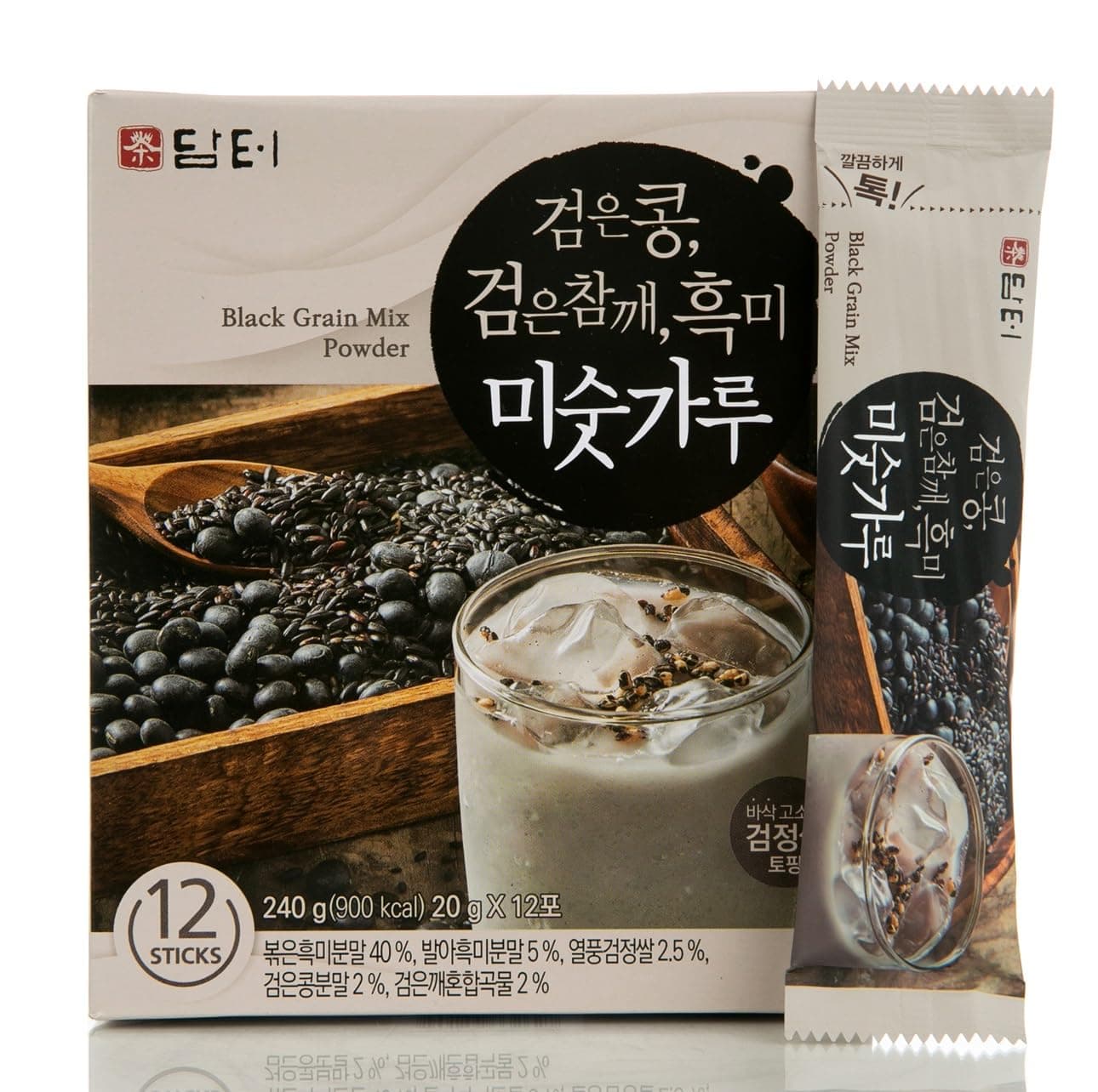 Damtuh Korean Black Mixed Grain Powder Meal Replacement Shake Breakfast Simple Meal 20g x 12 Sticks