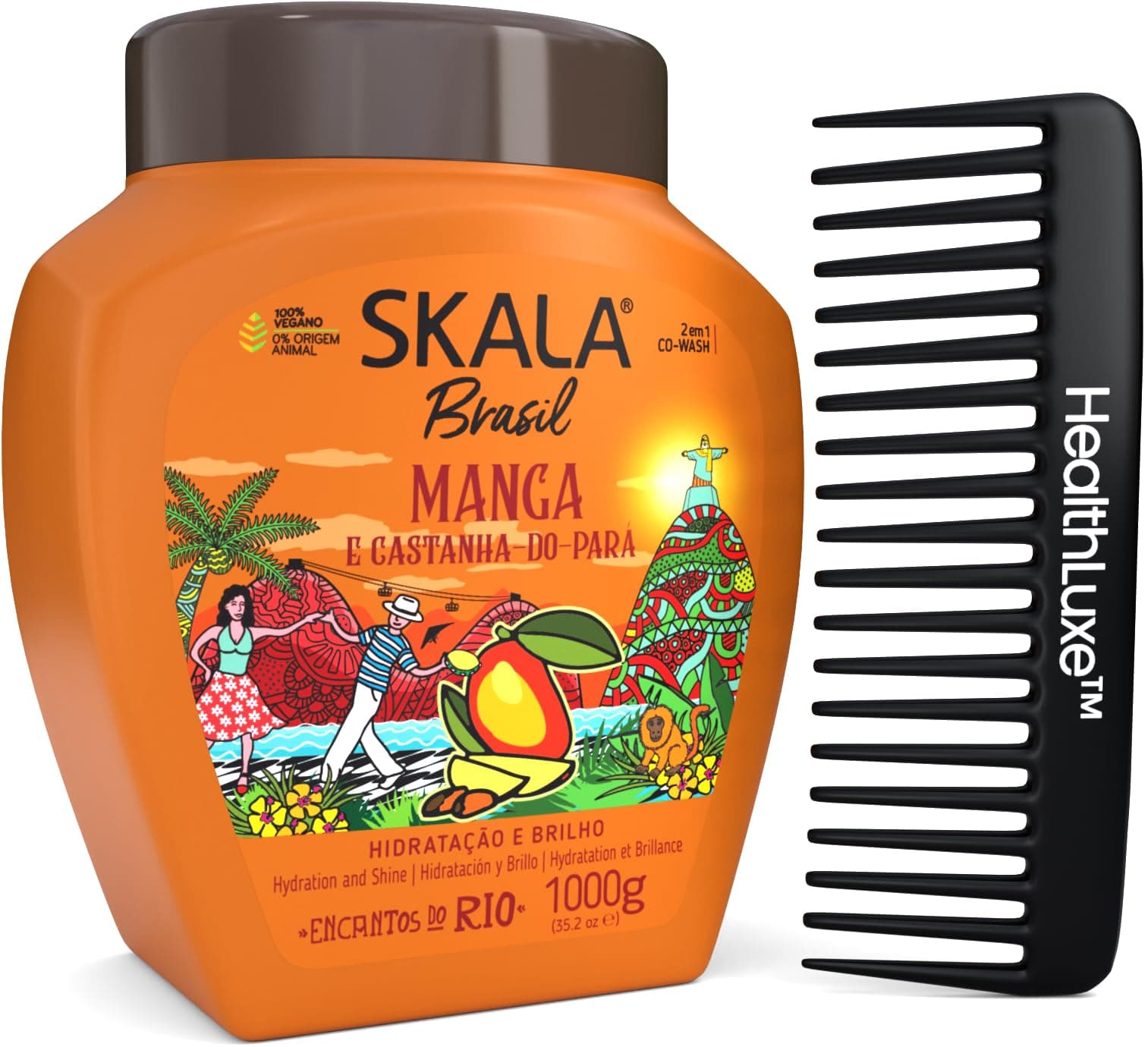 Skala Mango And Brazil Nut Conditioning Cream 1kg Includes Wide Tooth Comb, Ideal for Smooth, Frizzy, Dry, Curly, Oily, Weak, Damaged Hair. Sulfate, Paraben, Silicone Free