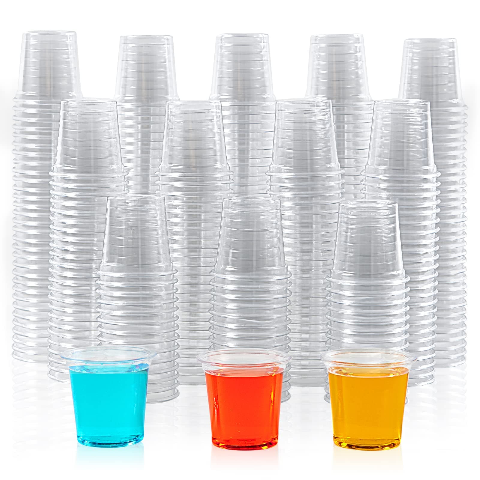 Lilymicky 1000 PACK 1 oz Plastic Shot Glasses, 1 Ounce Clear Disposable Party Cups for Vodka, Whiskey, Tequila, Mini Plastic Containers for Sauce, and Sample Tasting