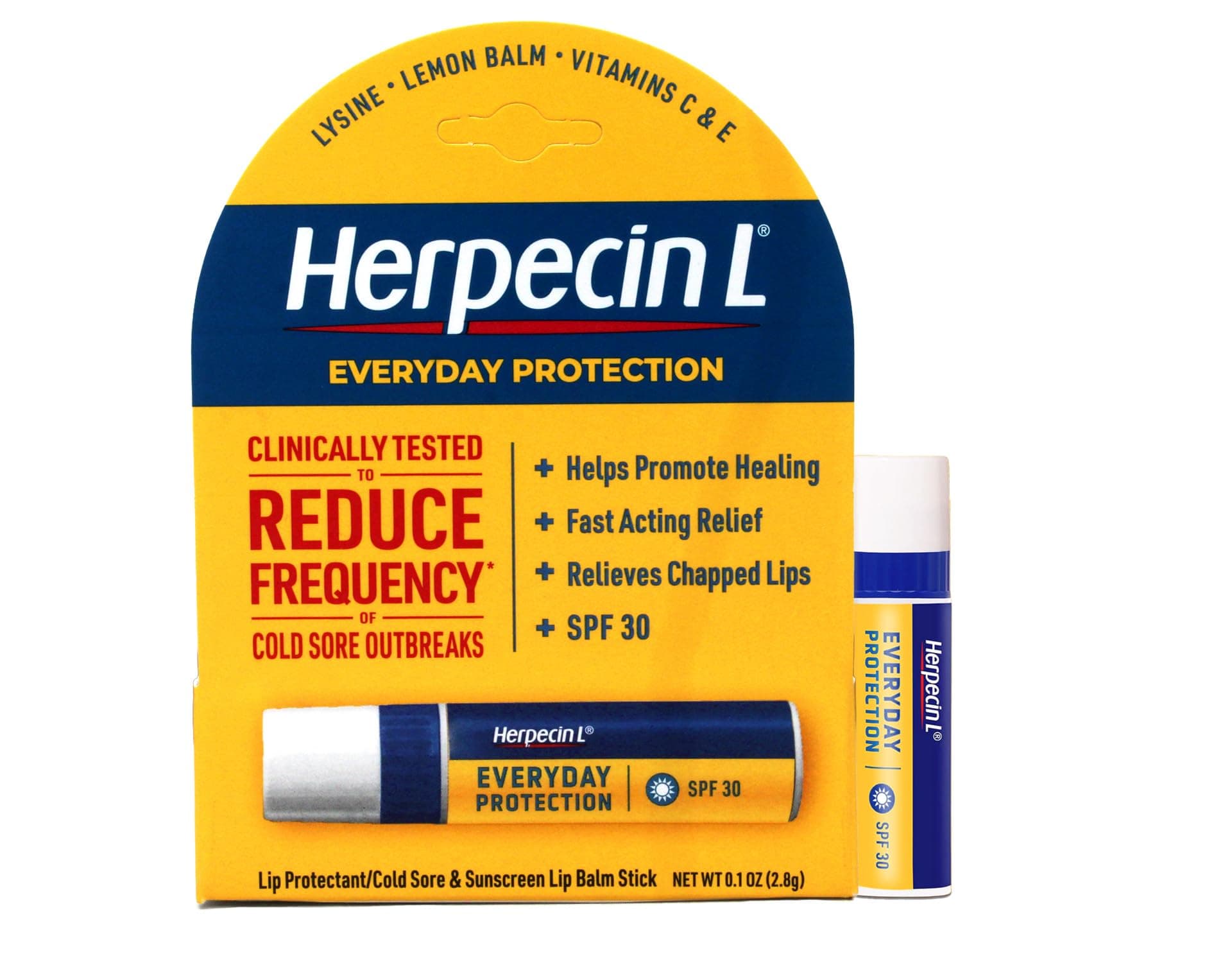 Herpecin-L Herpecin L Lip Balm Stick 30 SPF 0.1 Ounce Tube Cold Sore Sun & Fever Blisters and Chapped Lips Relief Lip Balm with SPF30 and Lysine
