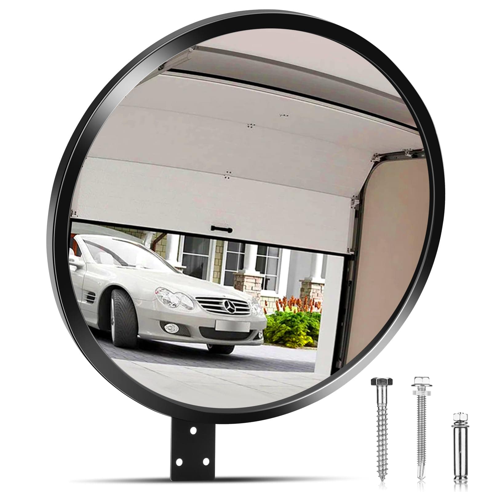 12” Acrylic Convex Mirror Convex Security Corner Mirrors, Adjustable Fixing Bracket with Wide Angle, Indoor Outdoor Curved Safety Mirror for Room Driveway Parking Garage Office